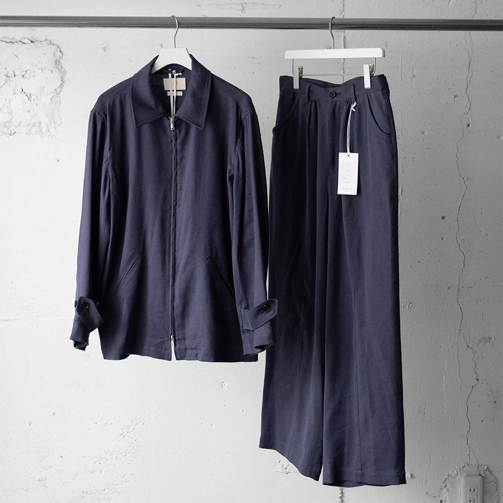 YOKE/ LINEN ZIP BLOUSON "FOG NAVY"