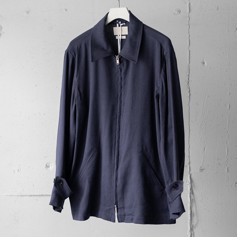 YOKE/ LINEN ZIP BLOUSON "FOG NAVY"