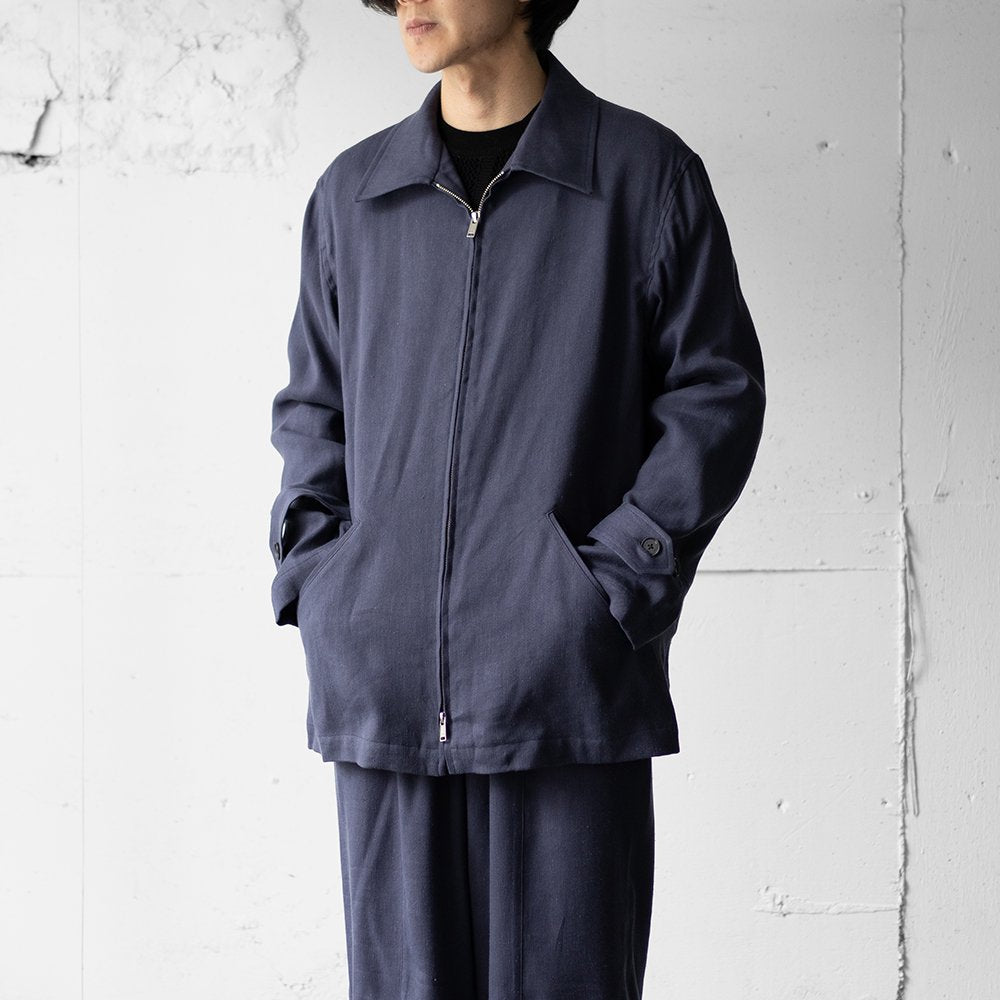 YOKE/ LINEN ZIP BLOUSON "FOG NAVY"