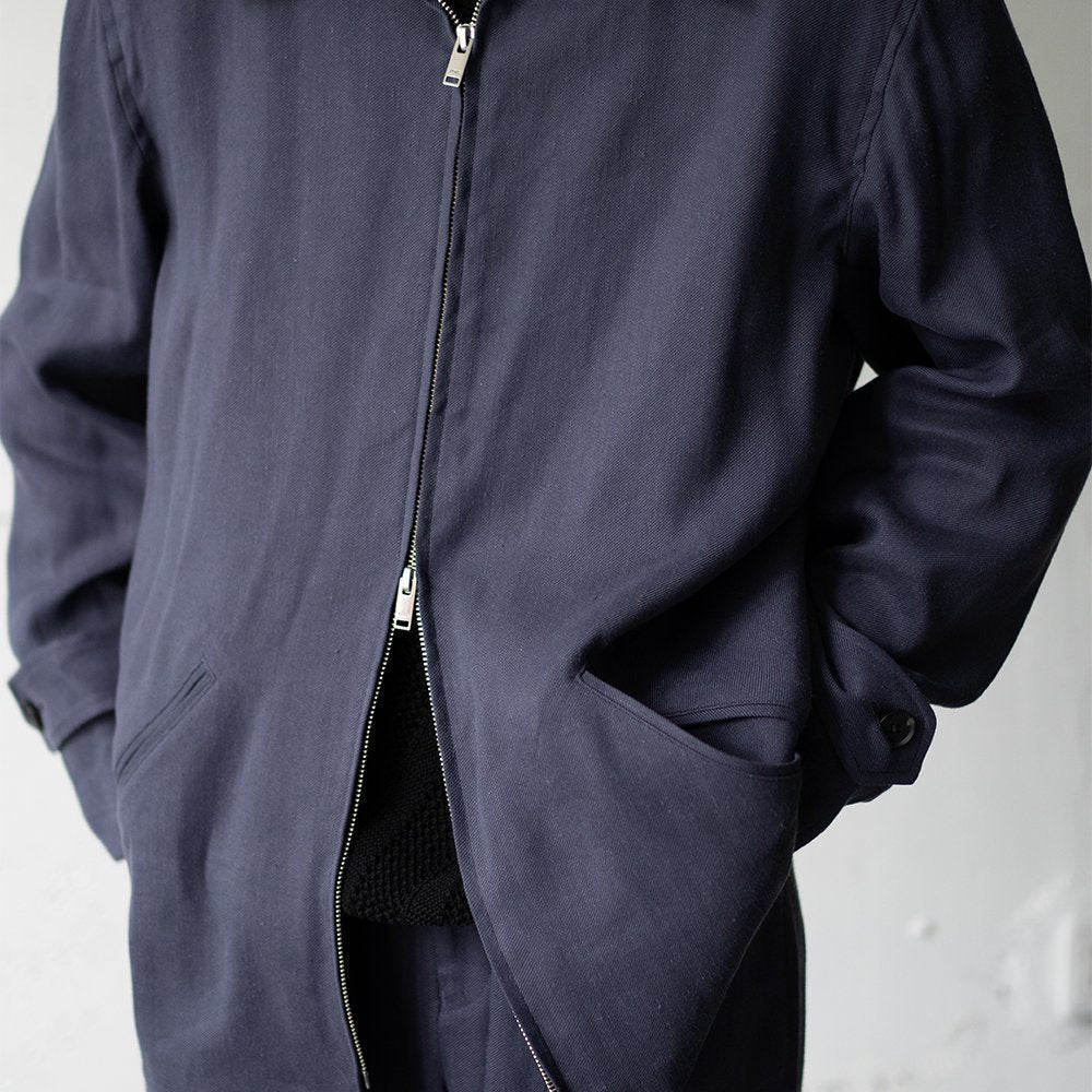 YOKE/ LINEN ZIP BLOUSON "FOG NAVY"