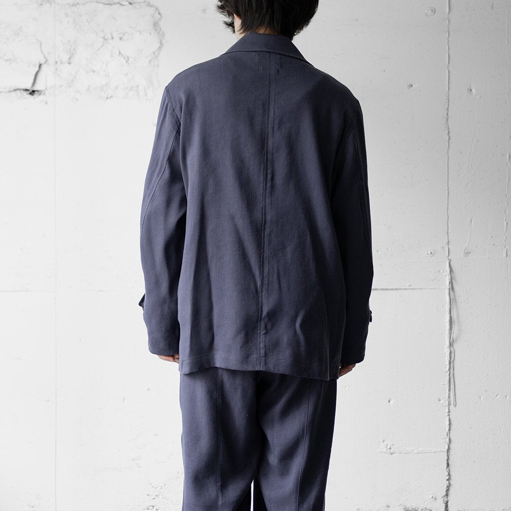 YOKE/ LINEN ZIP BLOUSON "FOG NAVY"