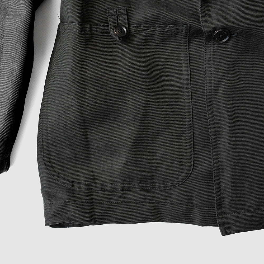 YOKE/ Linen Silk Kersey Double Breasted Blezer "BLACK"
