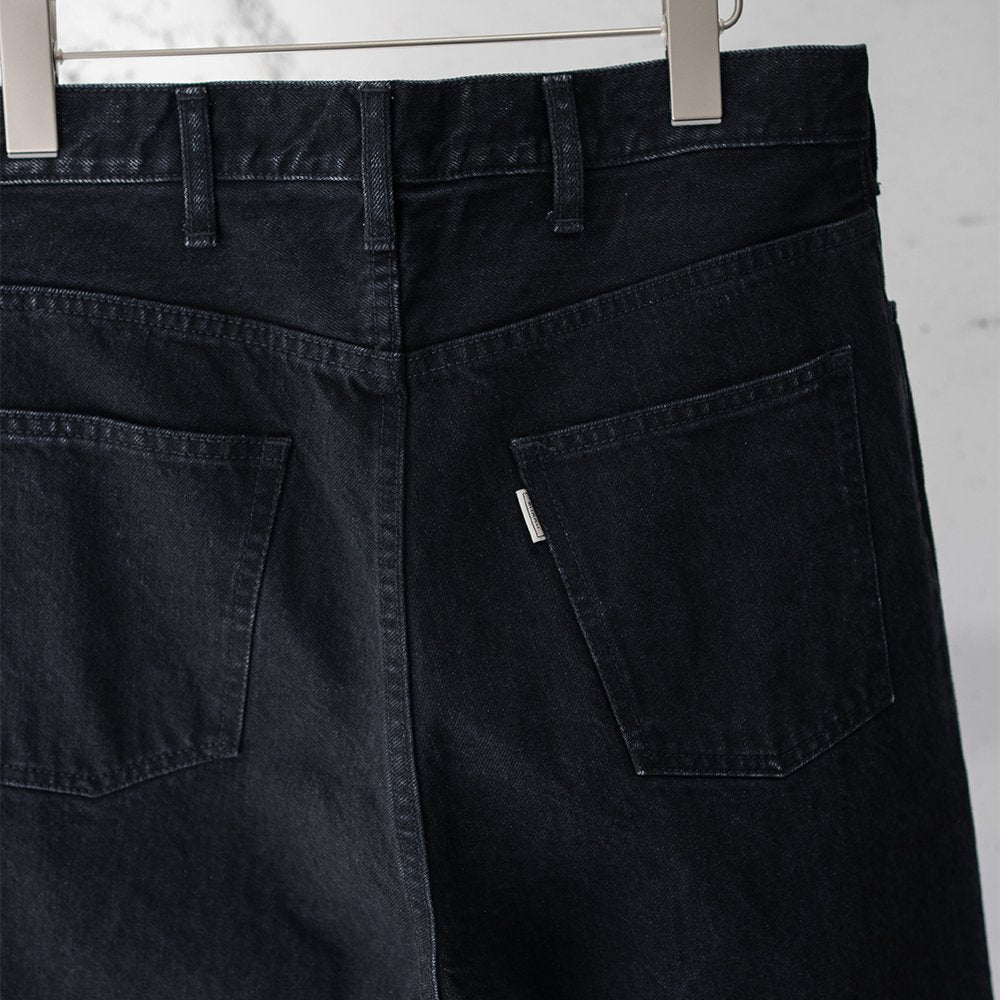 EVCON/ 5POCKET TUCK WIDE DENIM PANTS BIO "BLACK"