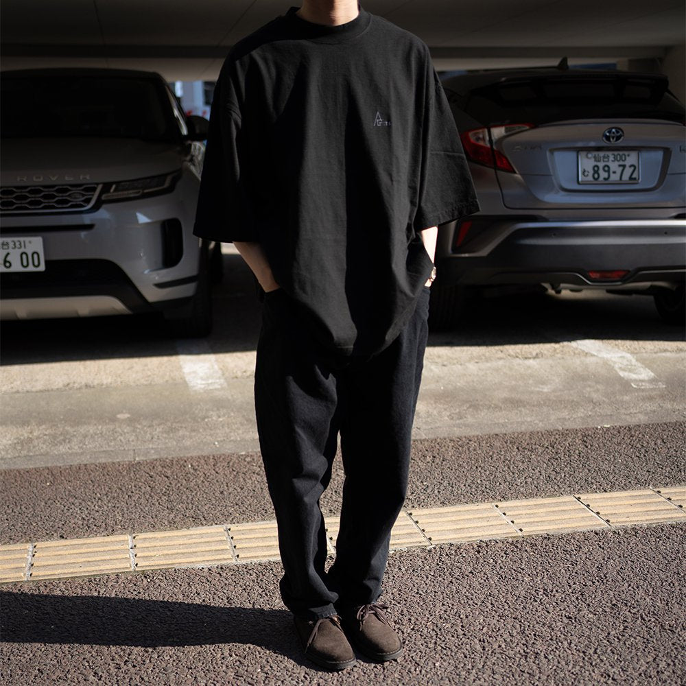 EVCON/ 5POCKET TUCK WIDE DENIM PANTS BIO "BLACK"