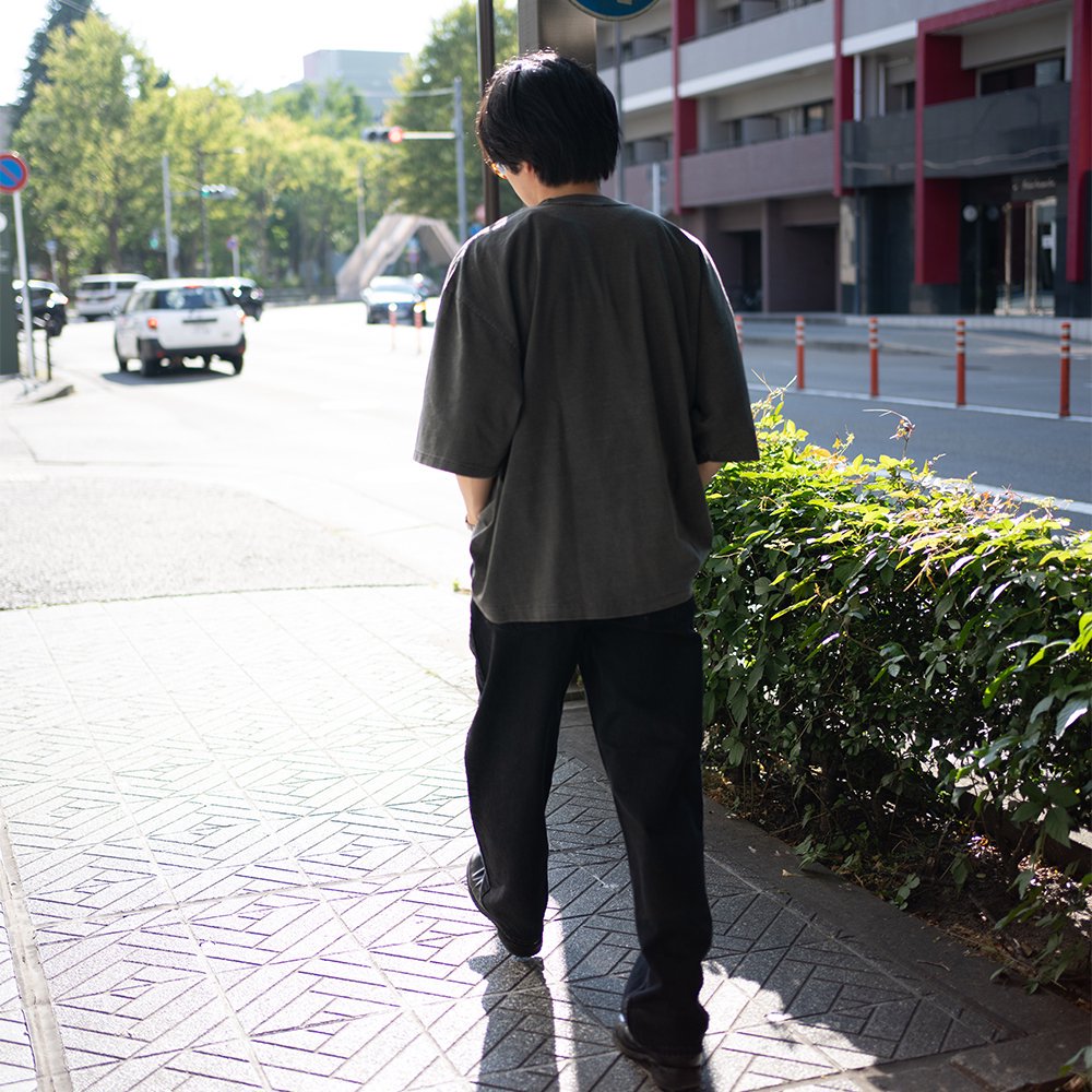 EVCON/ 5POCKET TUCK WIDE DENIM PANTS BIO "BLACK"