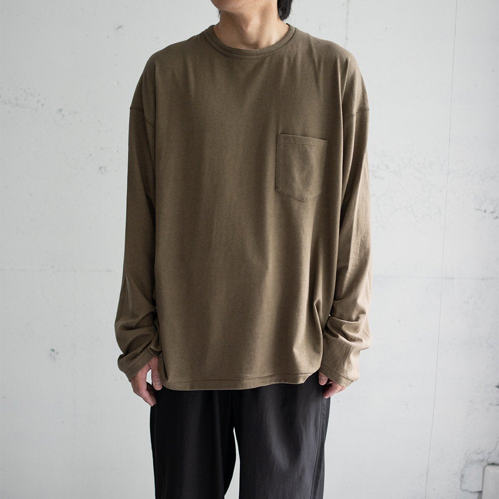 ANCELLM / C/R OVER CREWNECK LS T-SHIRT "OLIVE"