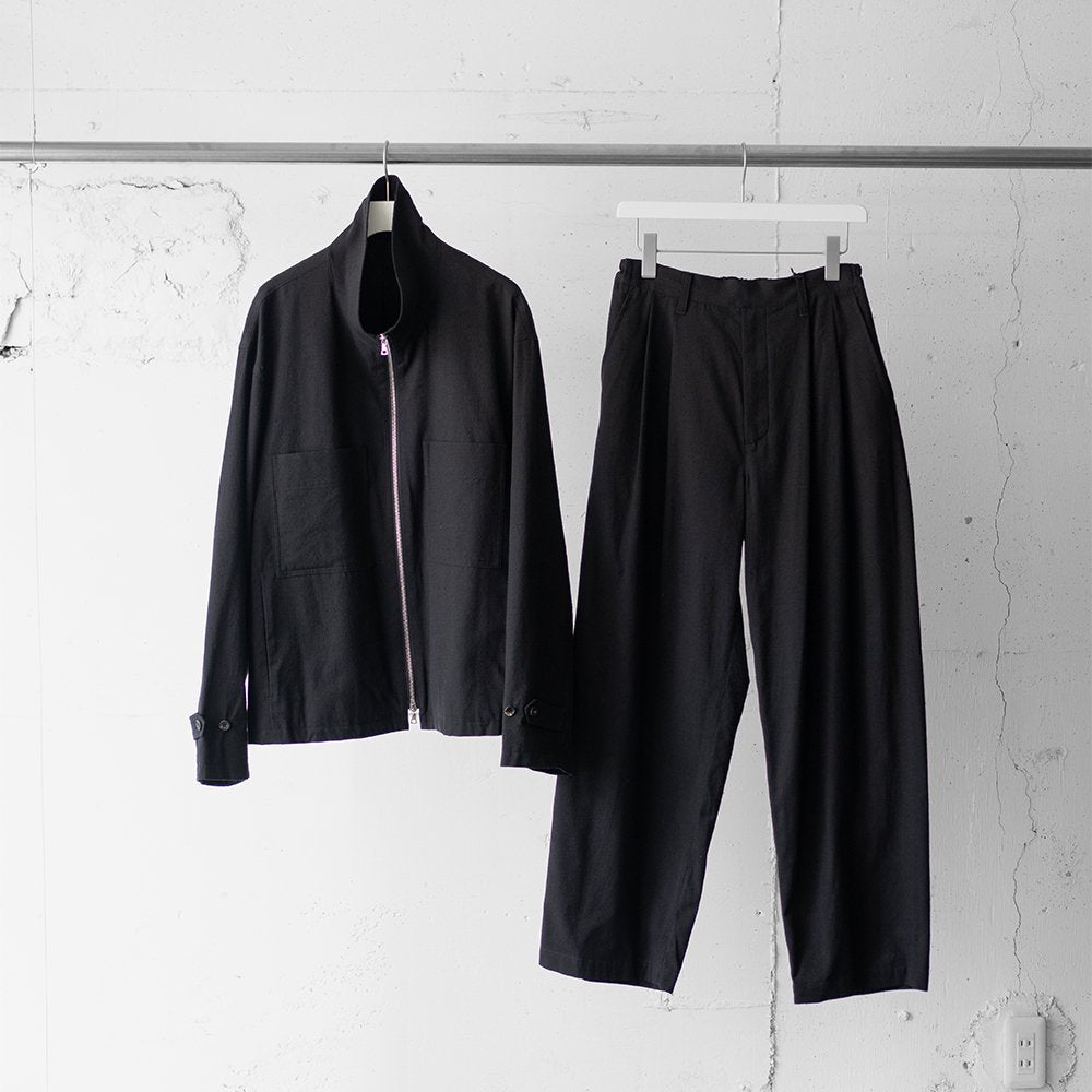 ssstein/ SILK NEP CLOTH EASY WIDE TROUSERS "BLACK"