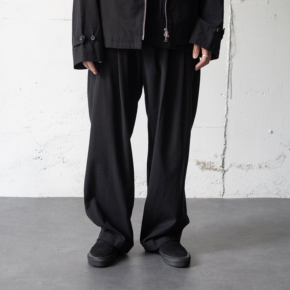 ssstein/ SILK NEP CLOTH EASY WIDE TROUSERS "BLACK"