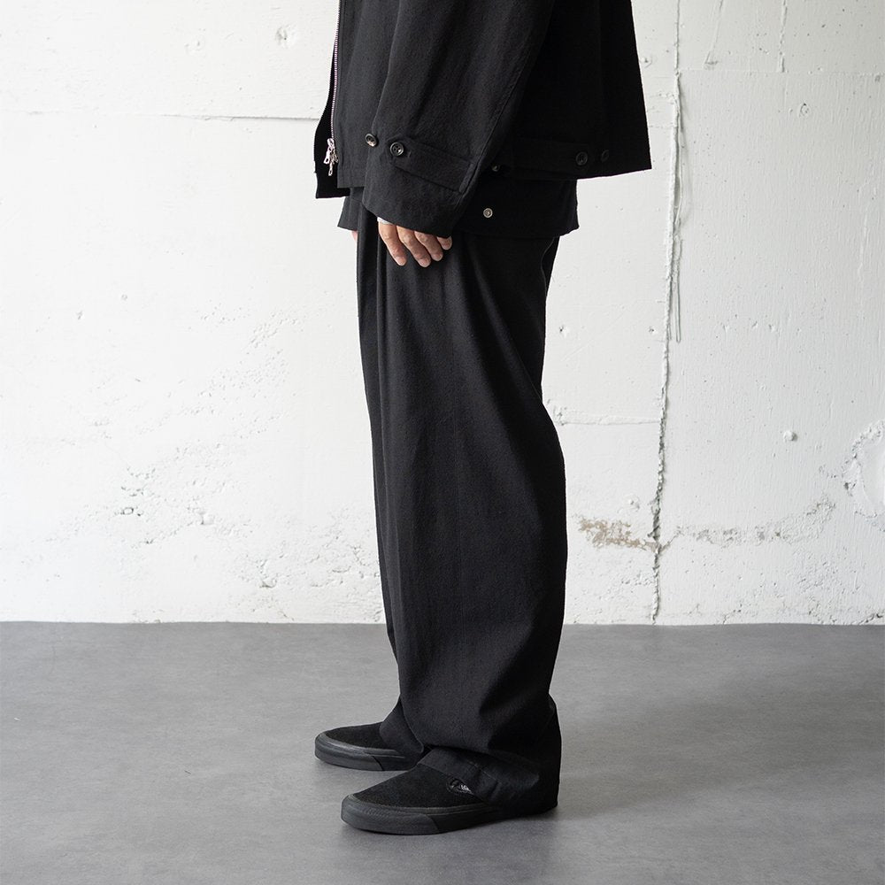 ssstein/ SILK NEP CLOTH EASY WIDE TROUSERS "BLACK"