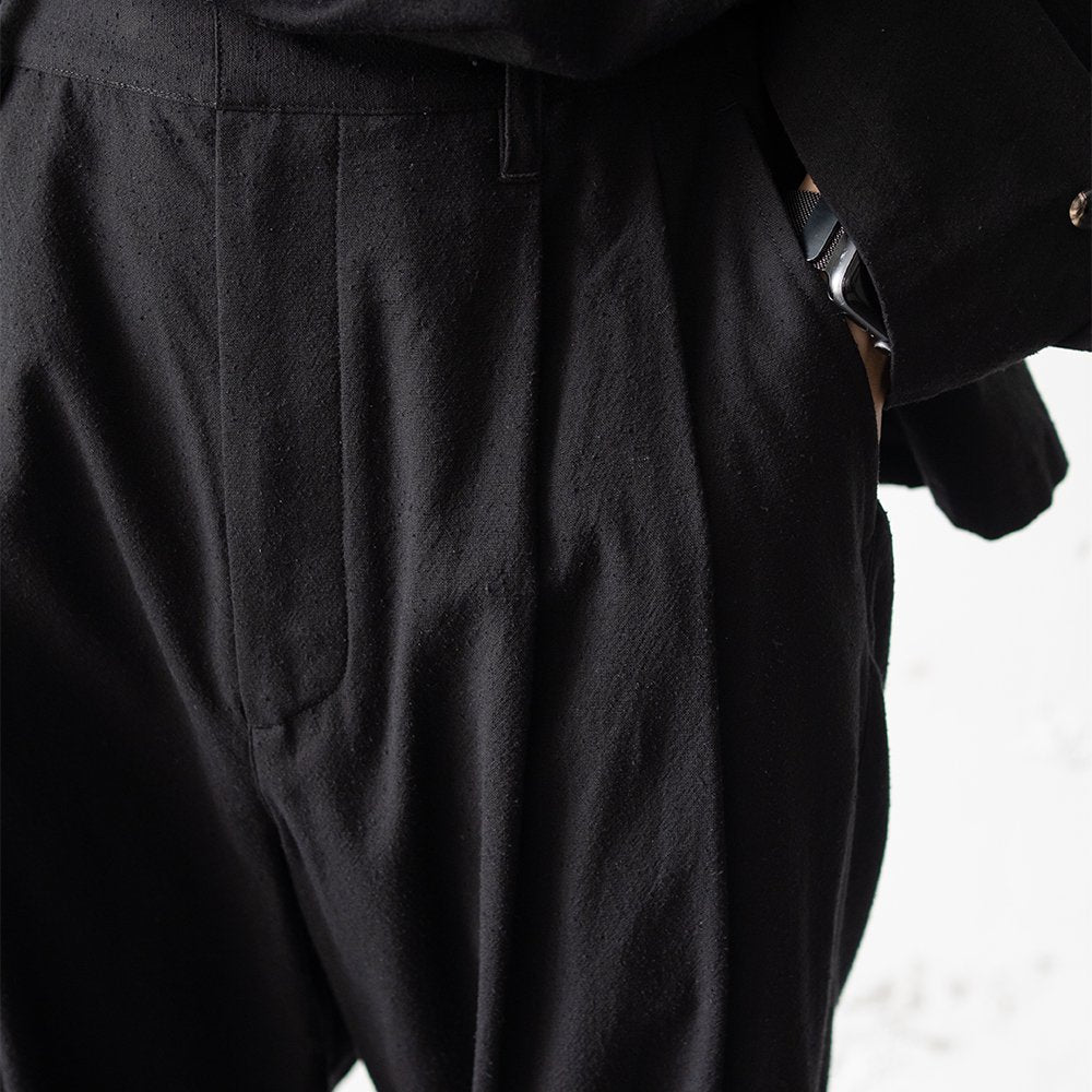 ssstein/ SILK NEP CLOTH EASY WIDE TROUSERS "BLACK"