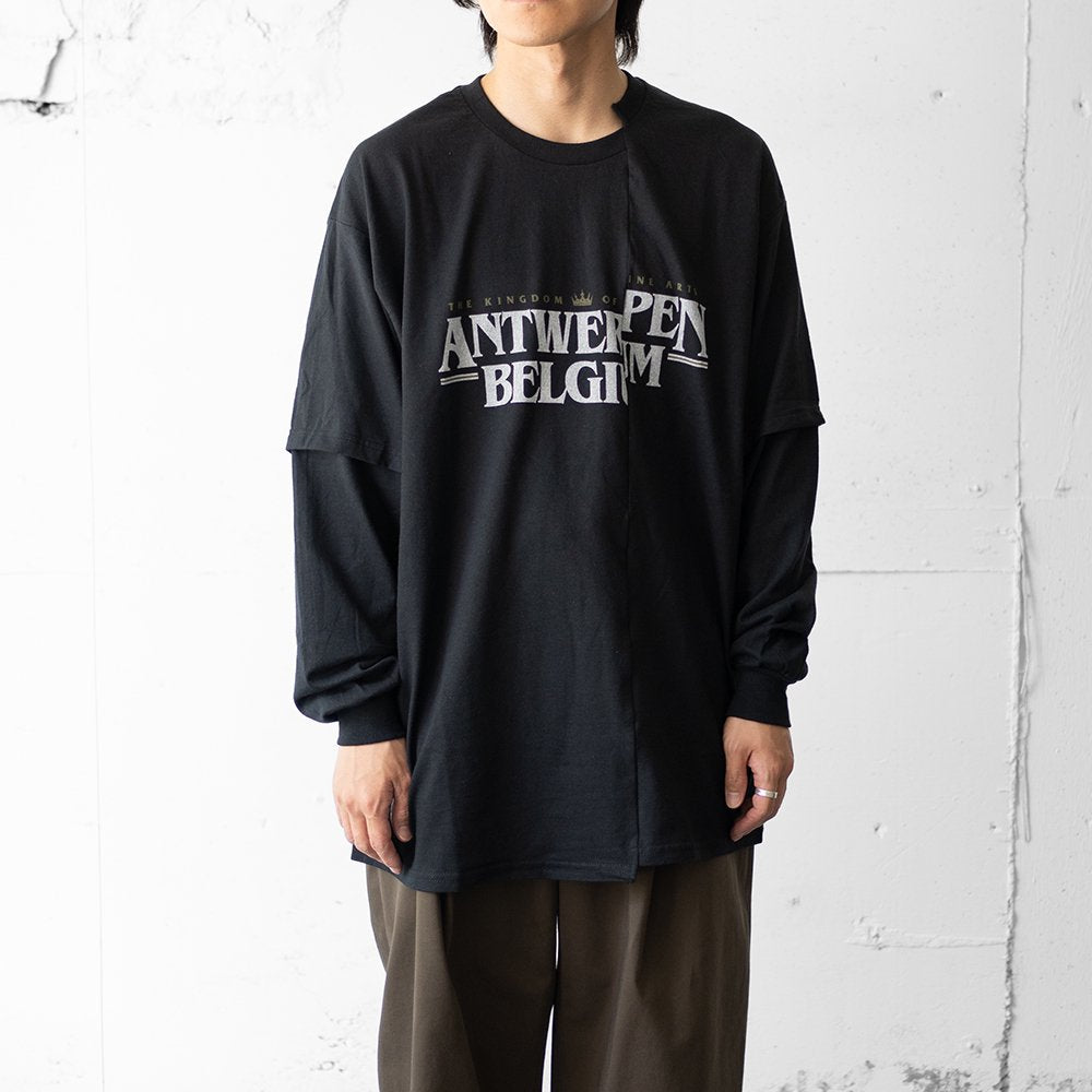 ESSAY/ CUT UP LONG LAYER T-SHIRT "Antwerpen black"