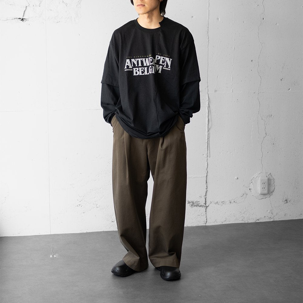 ESSAY/ CUT UP LONG LAYER T-SHIRT "Antwerpen black"