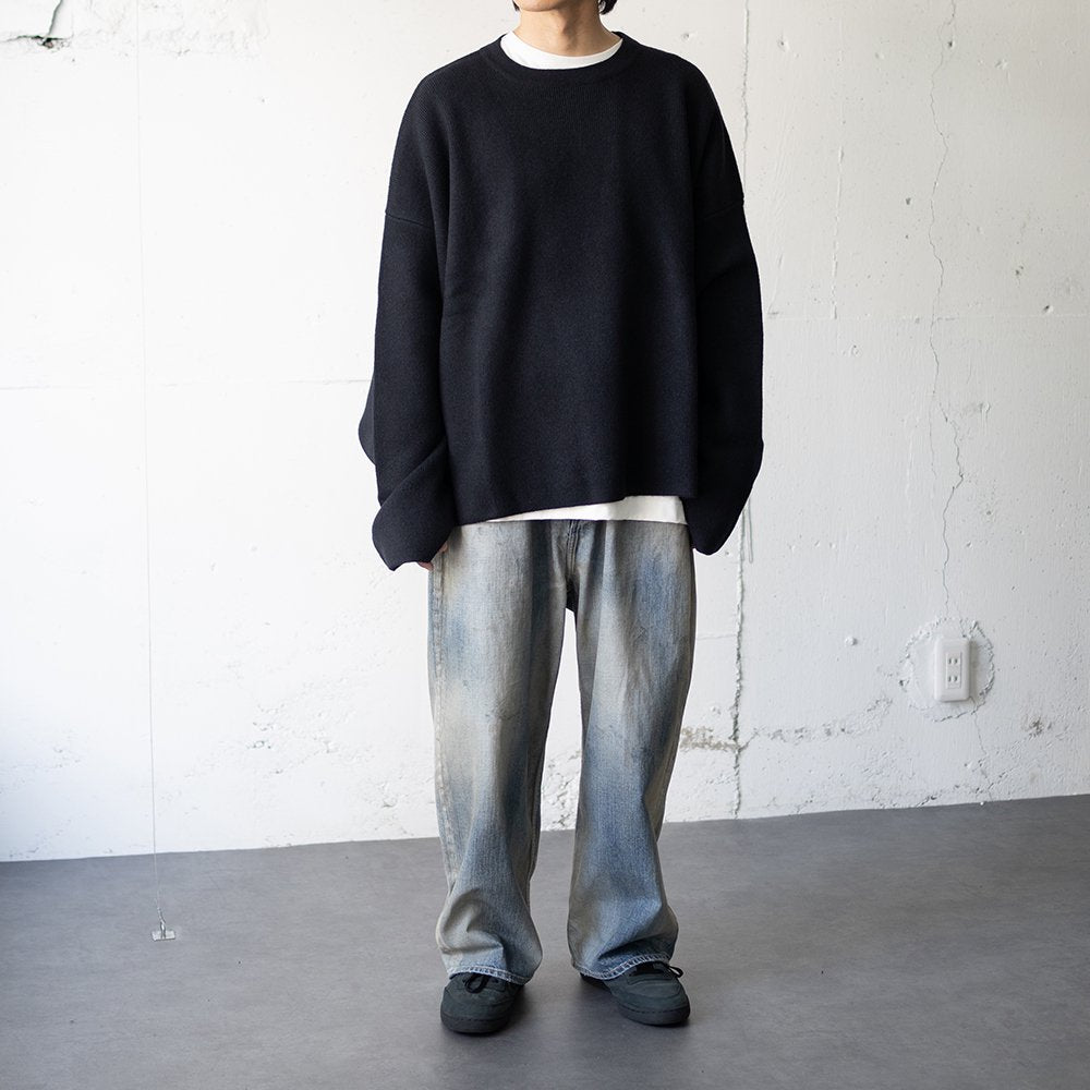 SEEALL/ OVERSIZED CREWNECK SWEATER "NAVY"