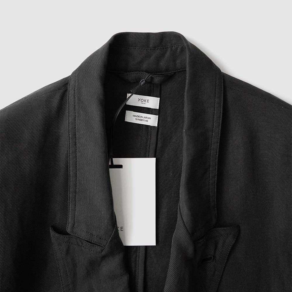 YOKE/ Linen Silk Kersey Double Breasted Blezer "BLACK"