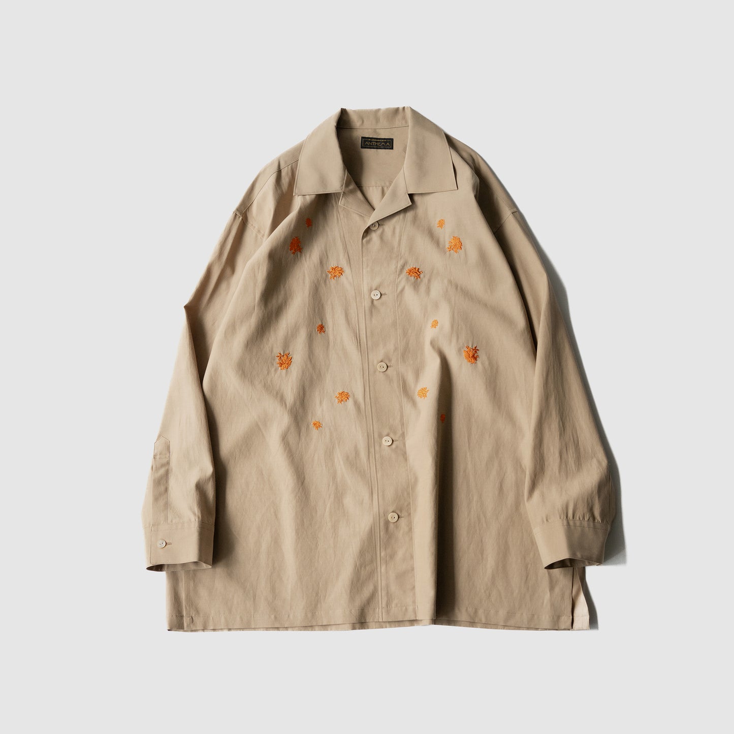 ANTHEM A/ TINY EMBROIDERY OVER SIZE SHIRTS "beige"