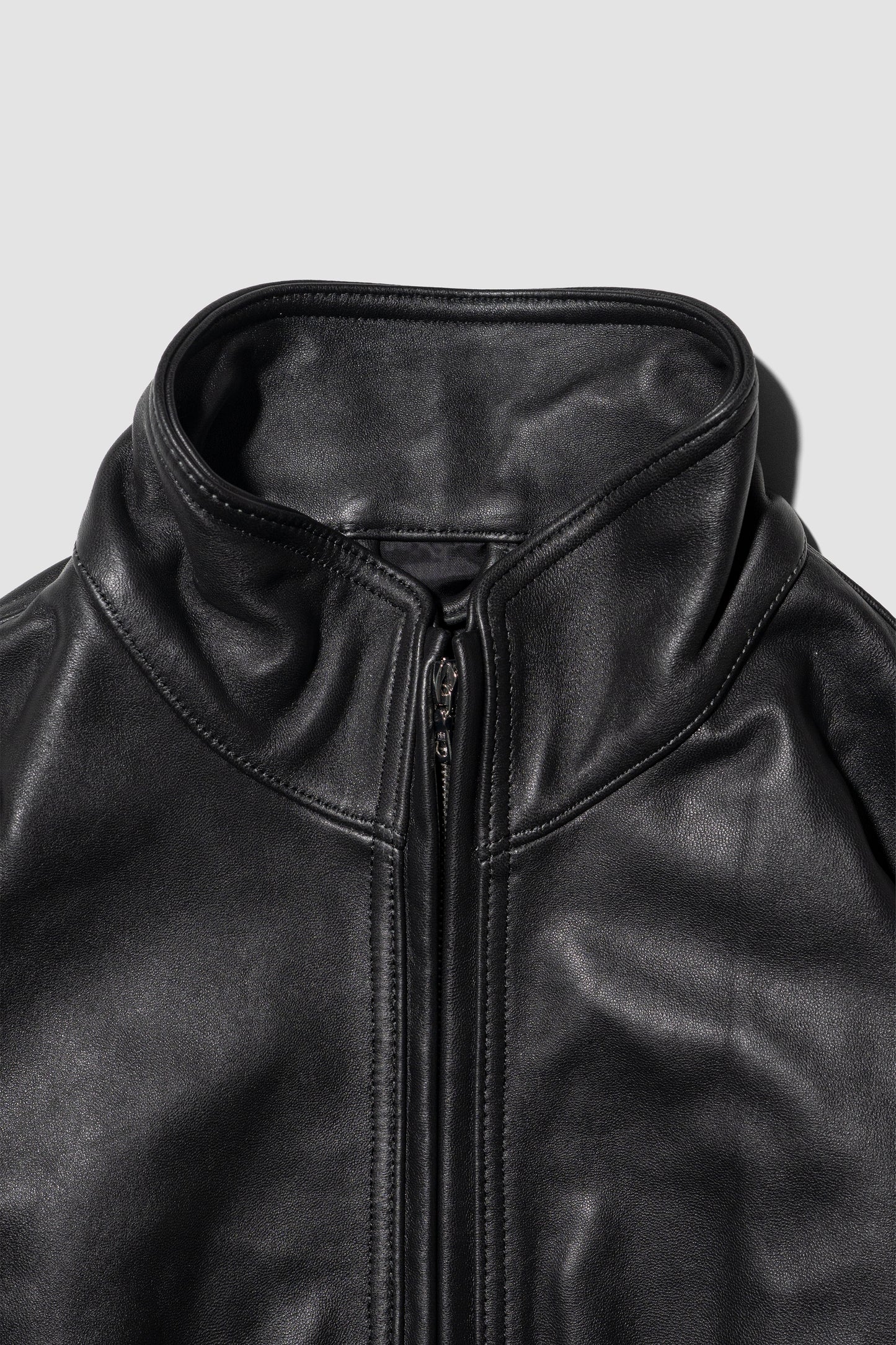 ssstein/ SHEEP LEATHER STAND COLLAR JACKET "BLACK"