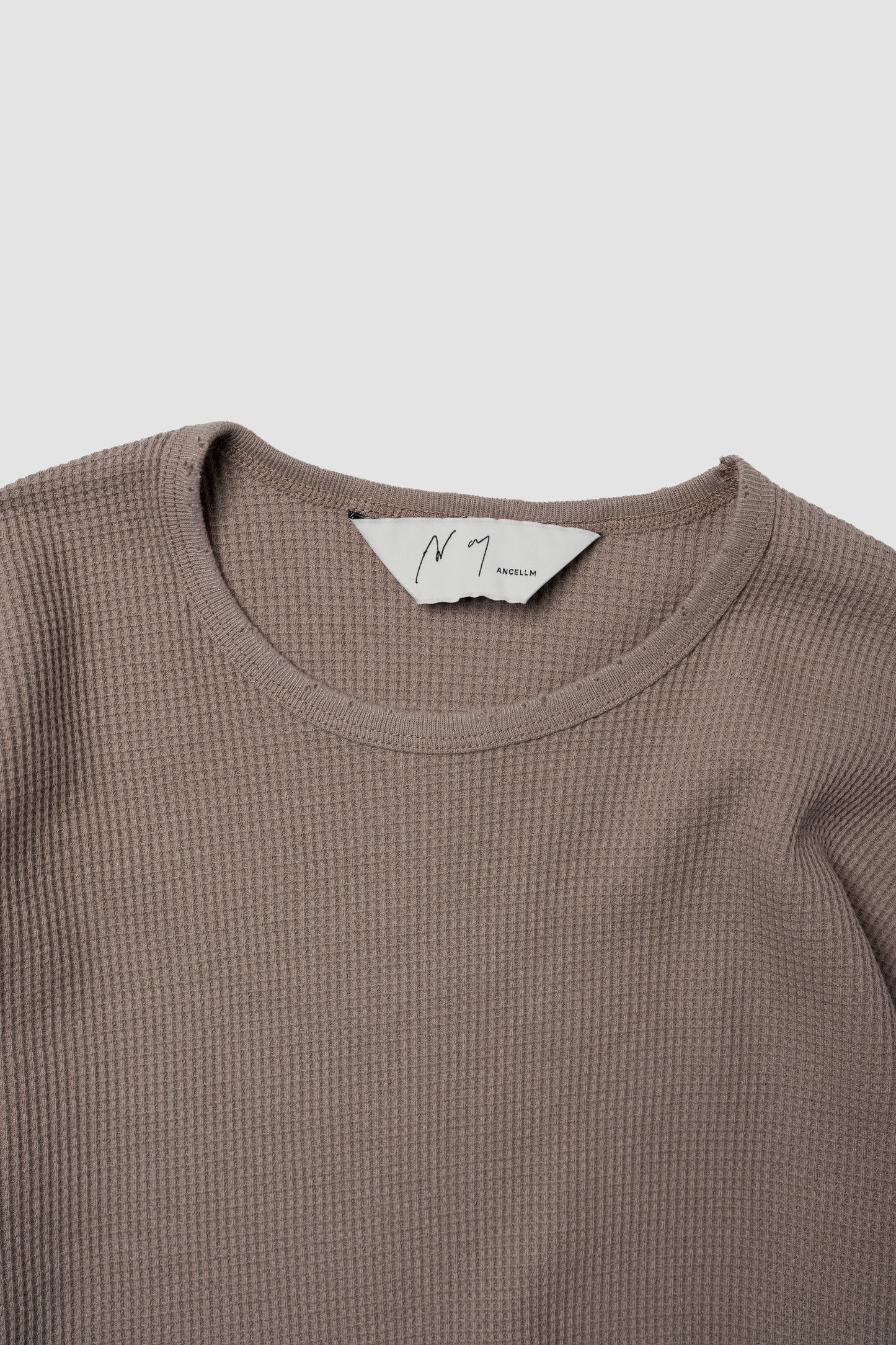 ANCELLM / DAMAGE WAFFLE CREW LS "P.BEIGE"