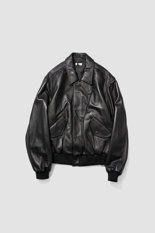 YOKE/ Lamb Leather Bomber Jacket "Black"