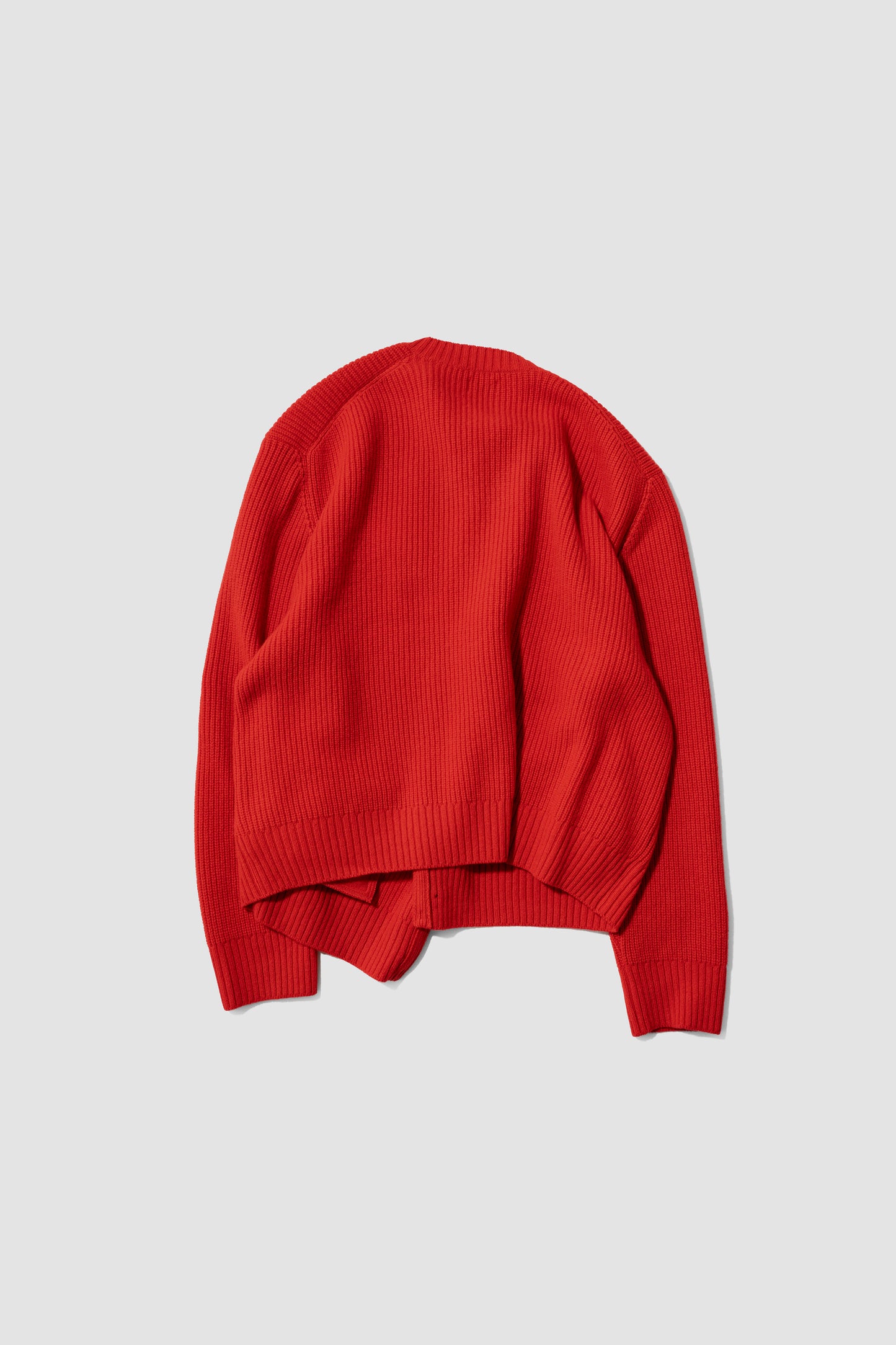 YOKE/ Sculptural Wired Crew Neck Cardigan "RED"