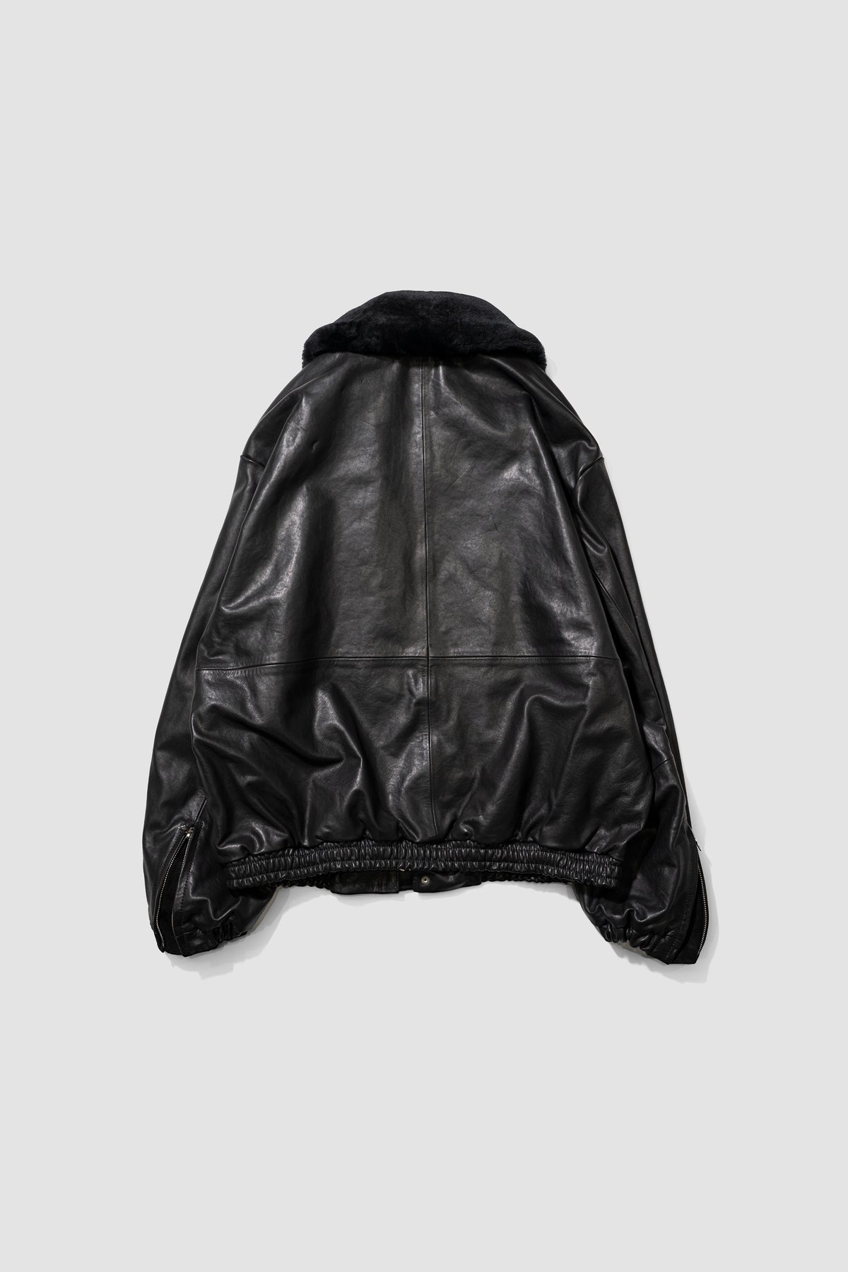 ssstein/ MOUTON COLLAR CALF ZIP JACKET "BLACK"