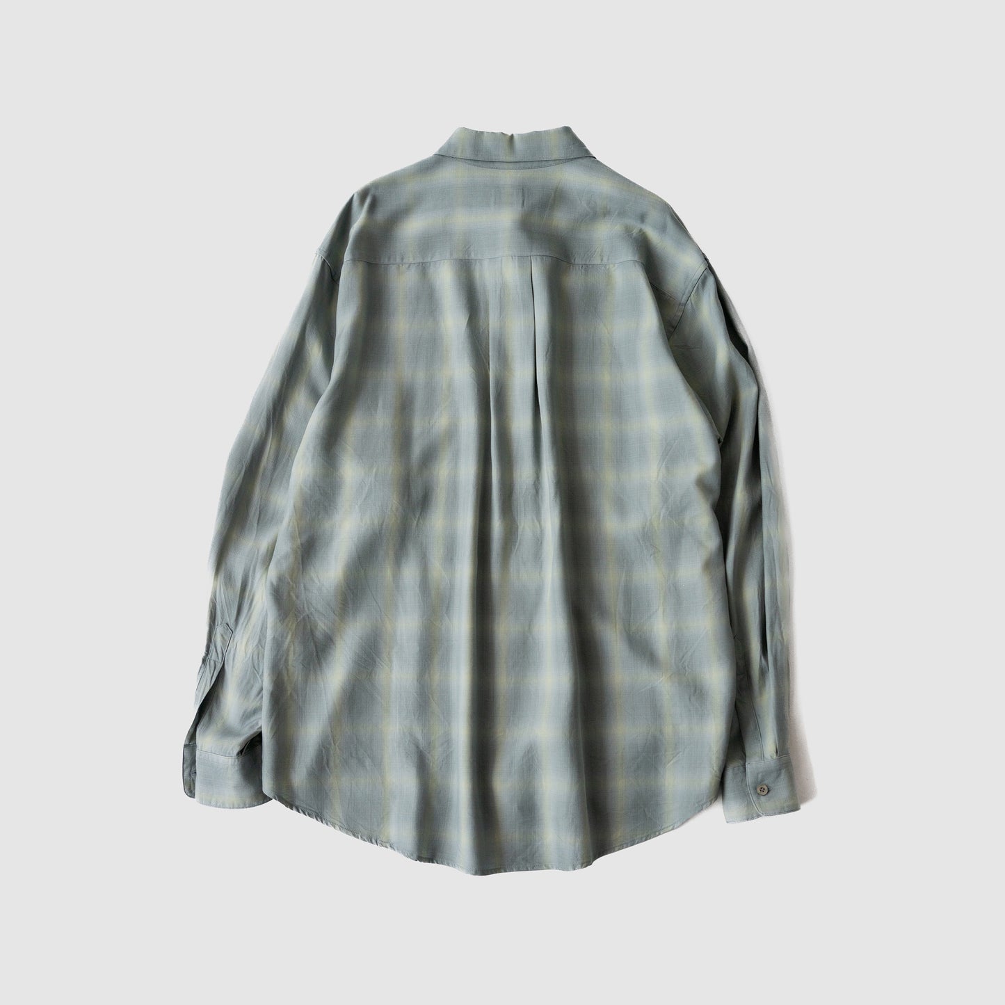 YOKE/ OMBRE PLAID REGULAR COLLAR SHIRT "MIST GREEN"