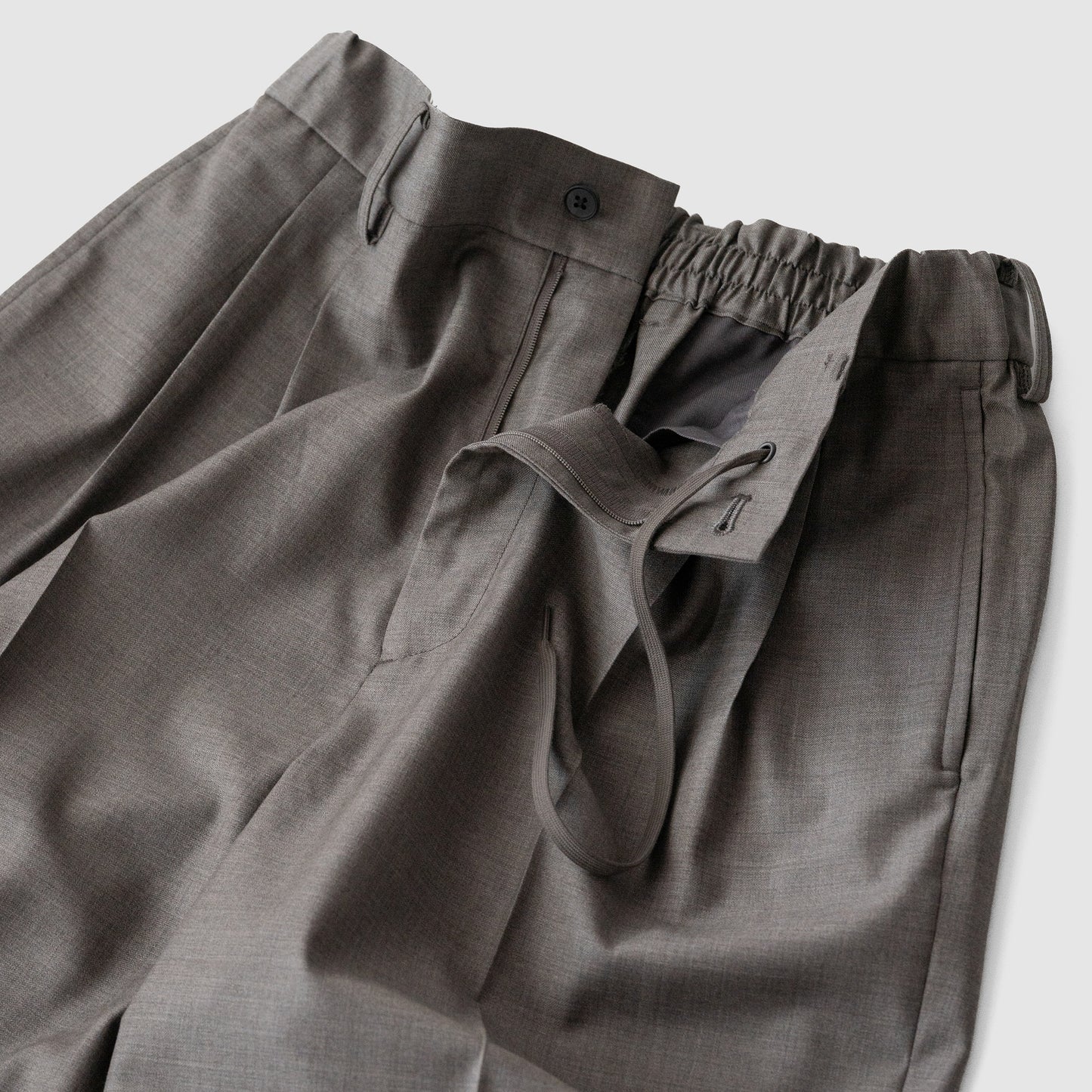 ssstein/ EXTRA FINE WOOL EASY LONG WIDE TROUSERS "GREIGE"