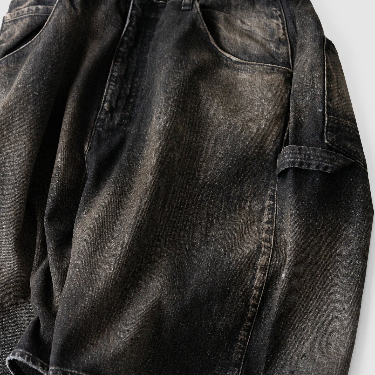 ANCELLM / DENIM PAINTER SHORTS "BLACK"