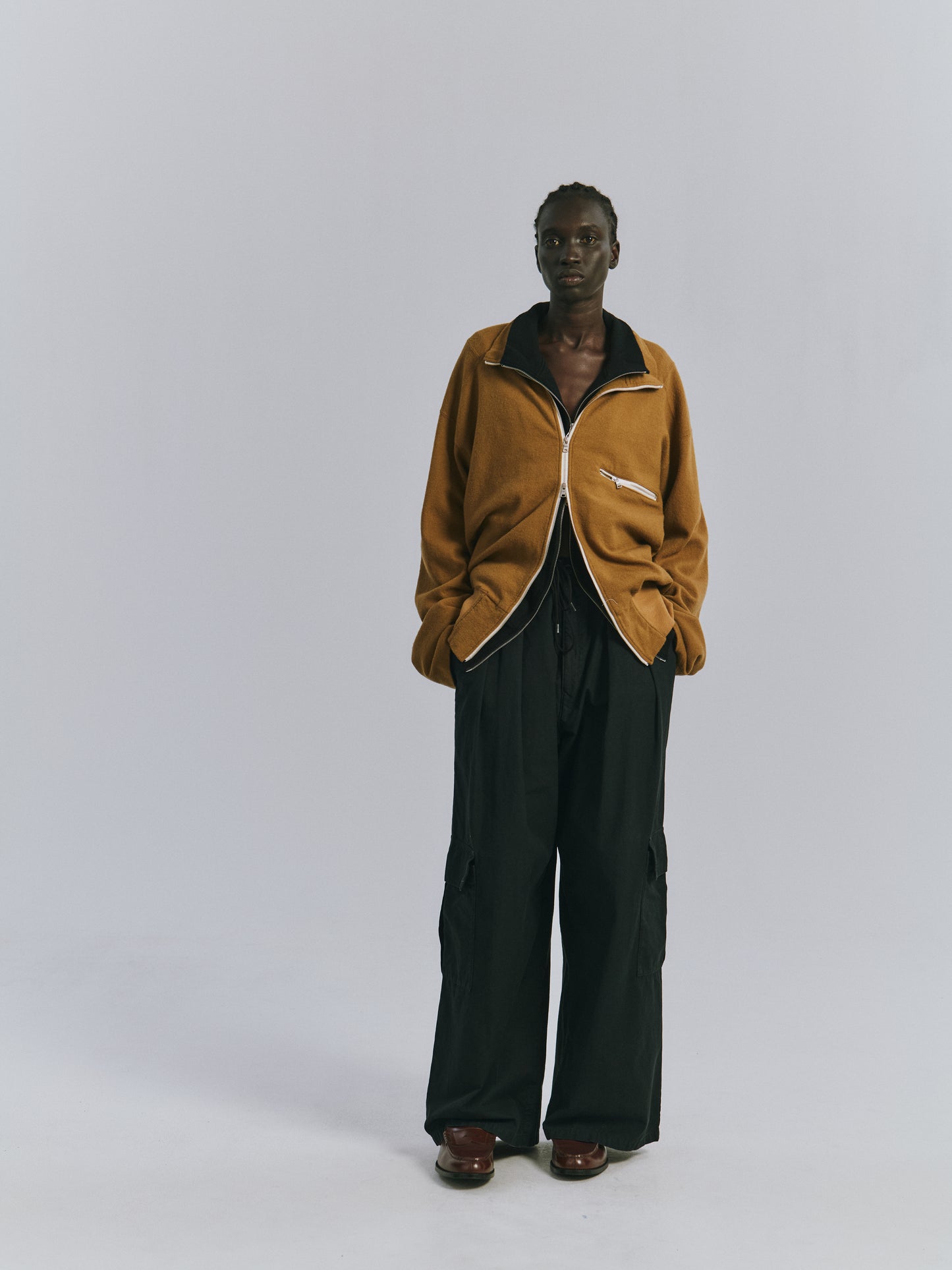 ANCELLM / POPLIN CARGO PANTS "BLACK"