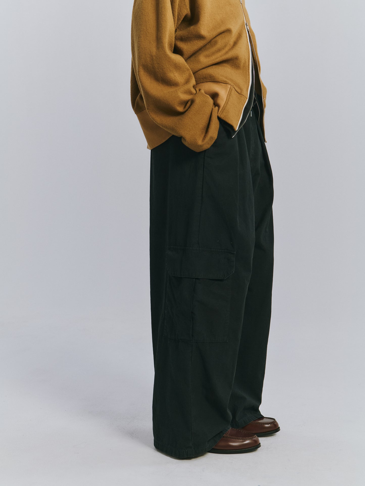 ANCELLM / POPLIN CARGO PANTS "BLACK"