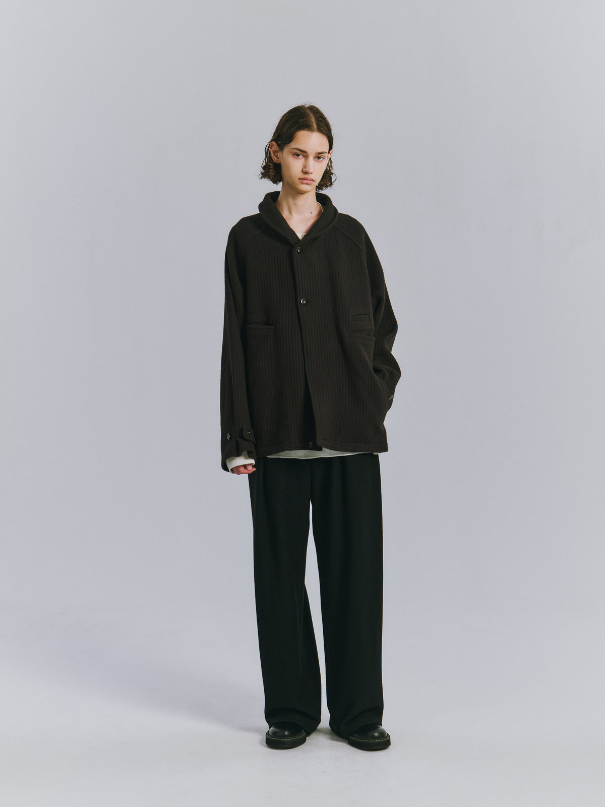 ANCELLM / 140's WOOL PIQUE WORK JACKET "BLACK"
