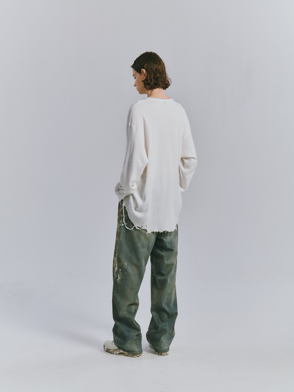 ANCELLM / #08 PAINTED MIDDLE STRAIGHT 5P DENIM PANTS "INDIGO"