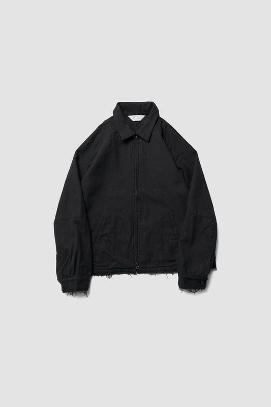 ANCELLM / SHRINK WOOL ZIP-UP SHIRT JACKET "BLACK"