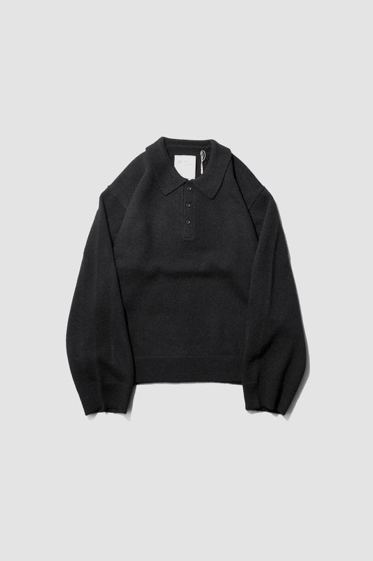 ANCELLM / SHETLAND WOOL SKIPPER KNIT "BLACK"