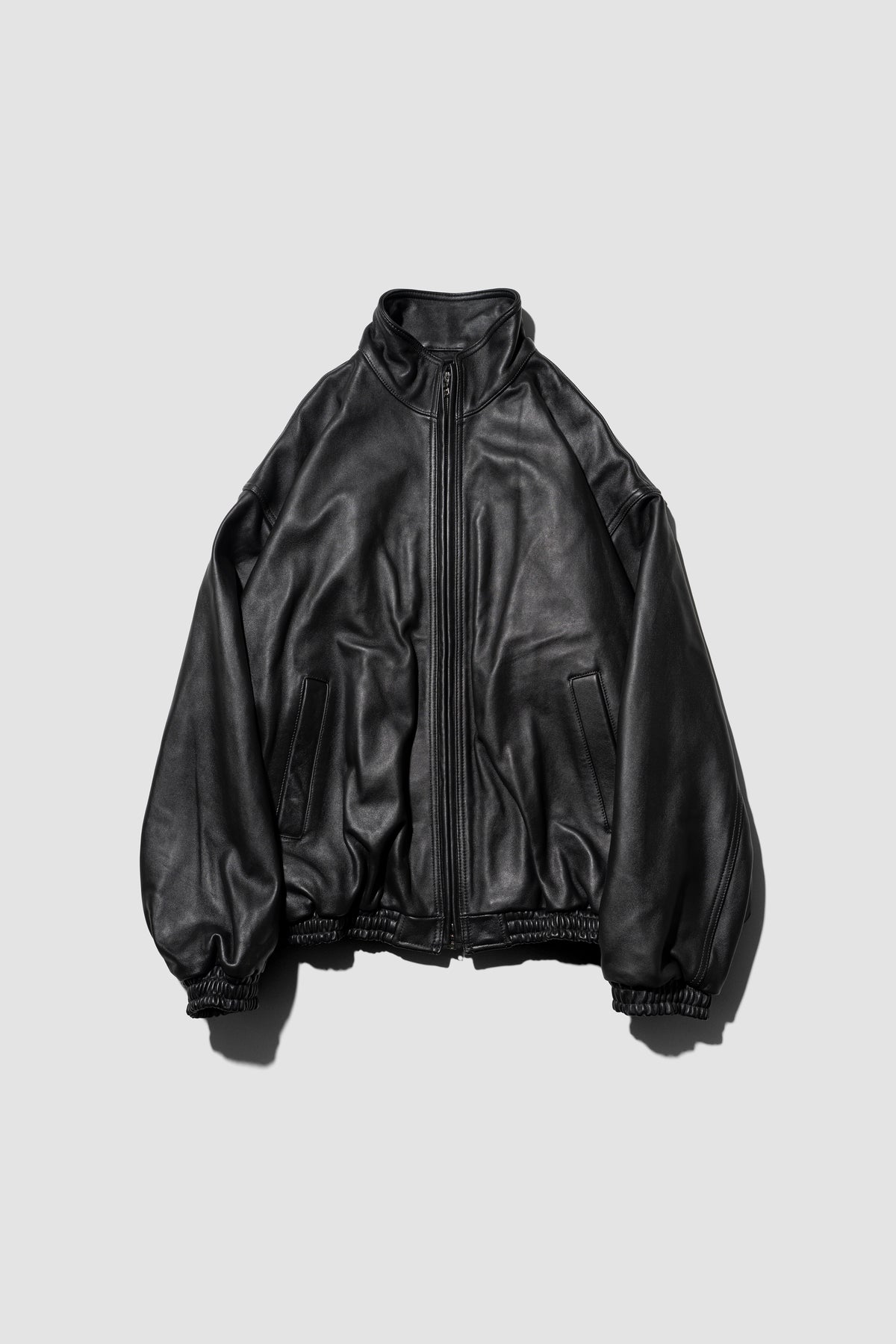 ssstein/ SHEEP LEATHER STAND COLLAR JACKET "BLACK"