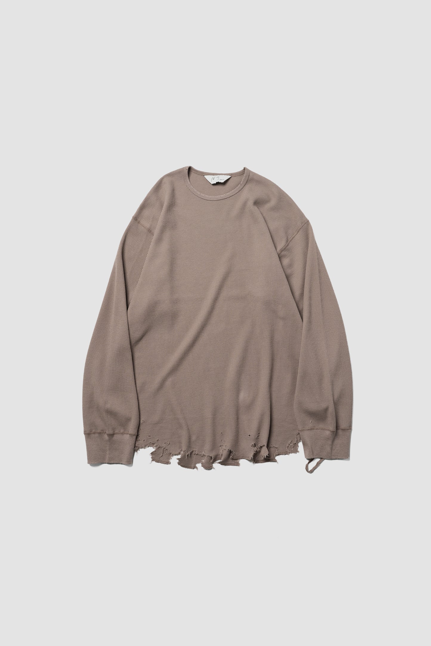 ANCELLM / DAMAGE WAFFLE CREW LS "P.BEIGE"