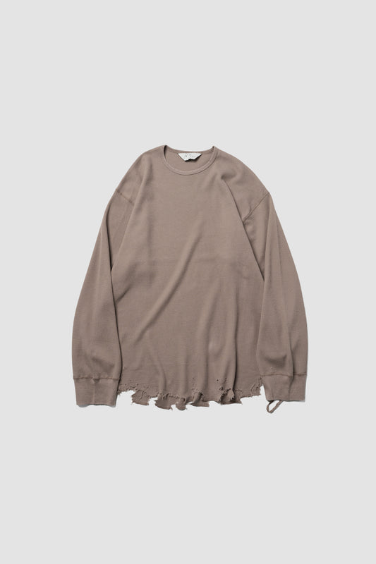 ANCELLM / DAMAGE WAFFLE CREW LS "P.BEIGE"