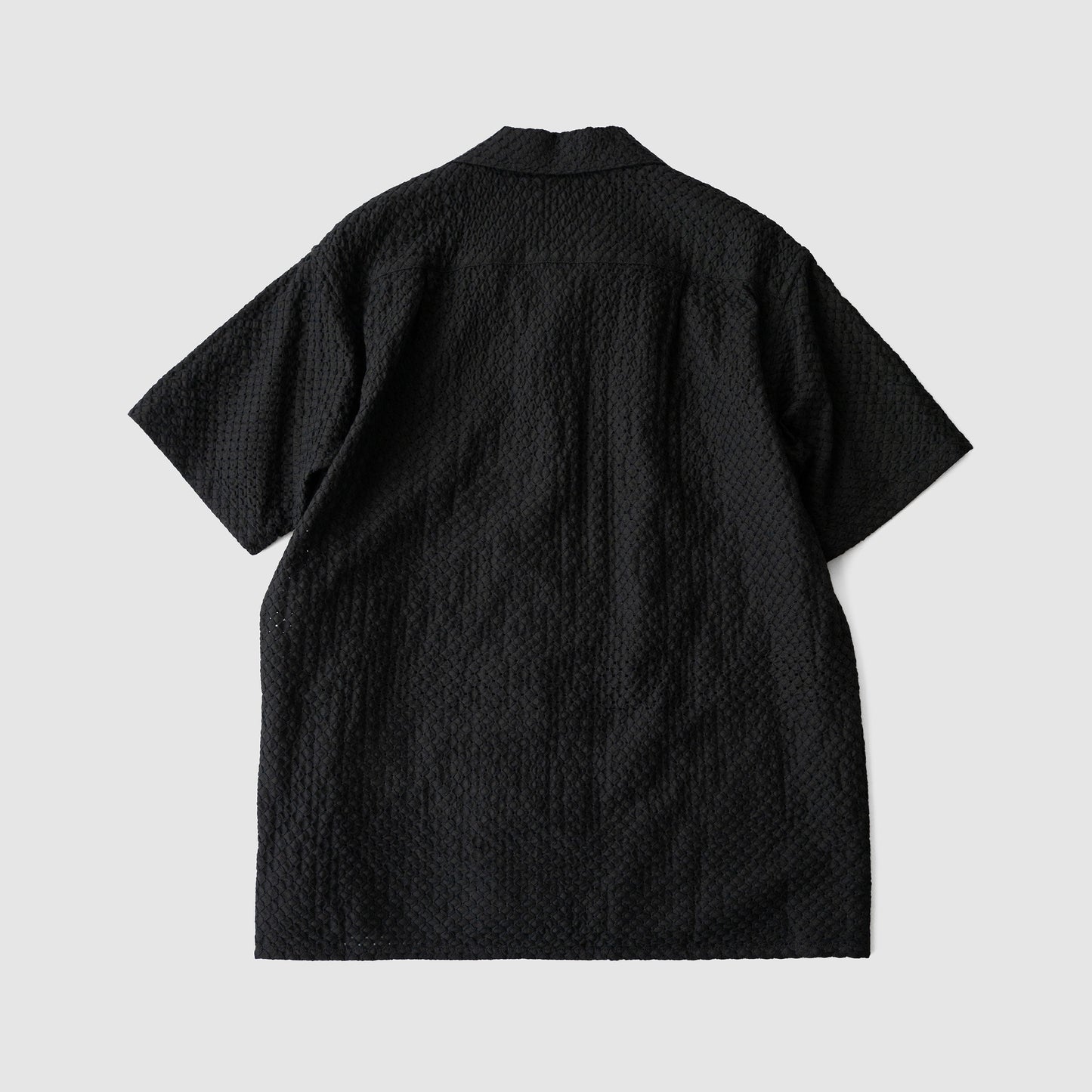 YOKE/ EMBROIDERY OPEN COLLAR SHIRT "BLACK"