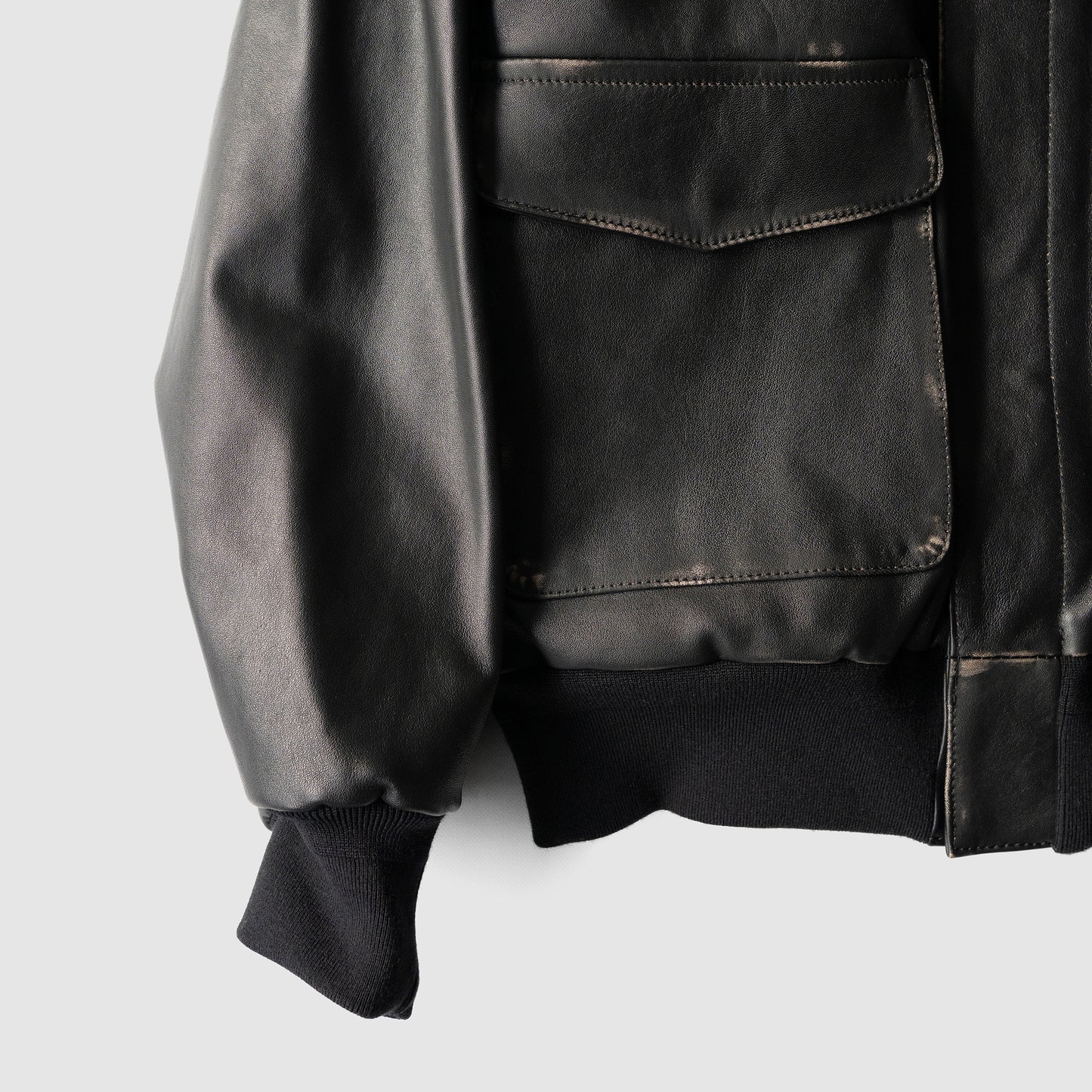 ssstein/ COW LEATHER VINTAGE FLIGHT JACKET "BLACK"