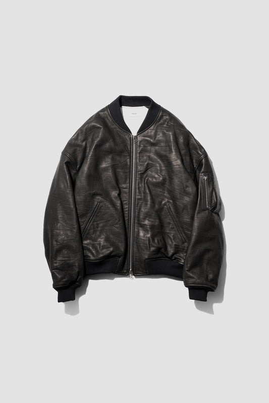 VUJA DÉ / Bale Leather Cocoon Bomber in Calfskin "Black"