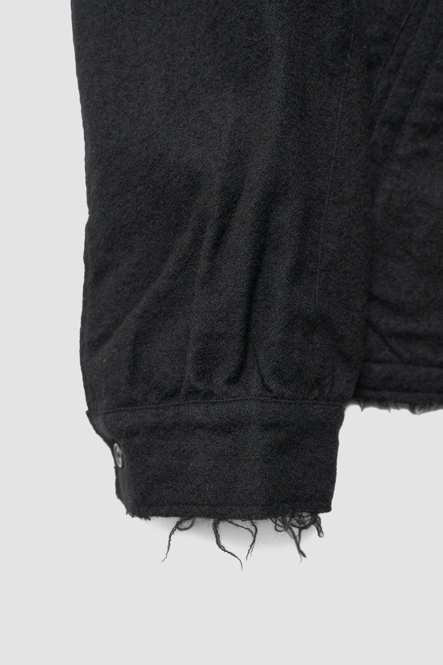 ANCELLM / SHRINK WOOL ZIP-UP SHIRT JACKET "BLACK"