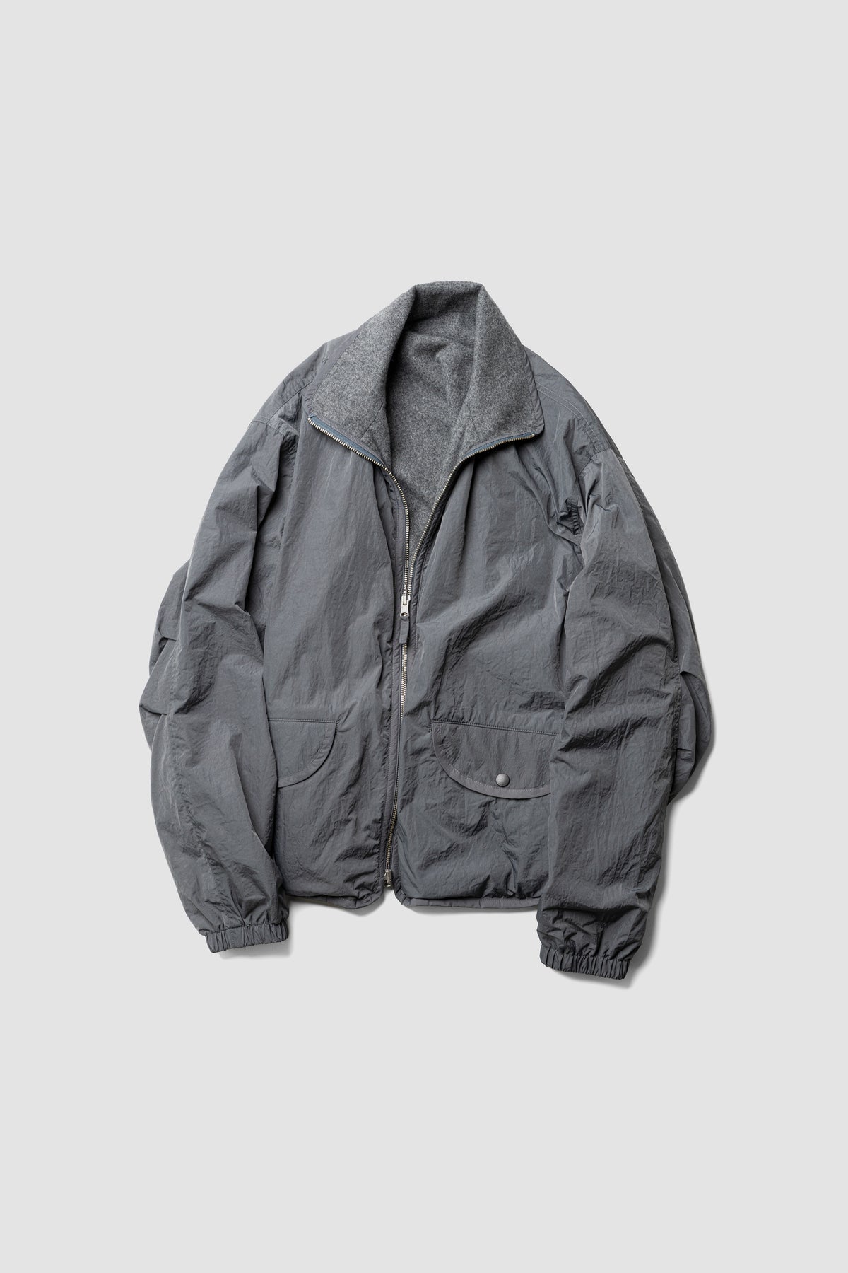 YOKE/ Wool Cashmere Fleece Reversible Blouson "Gray"