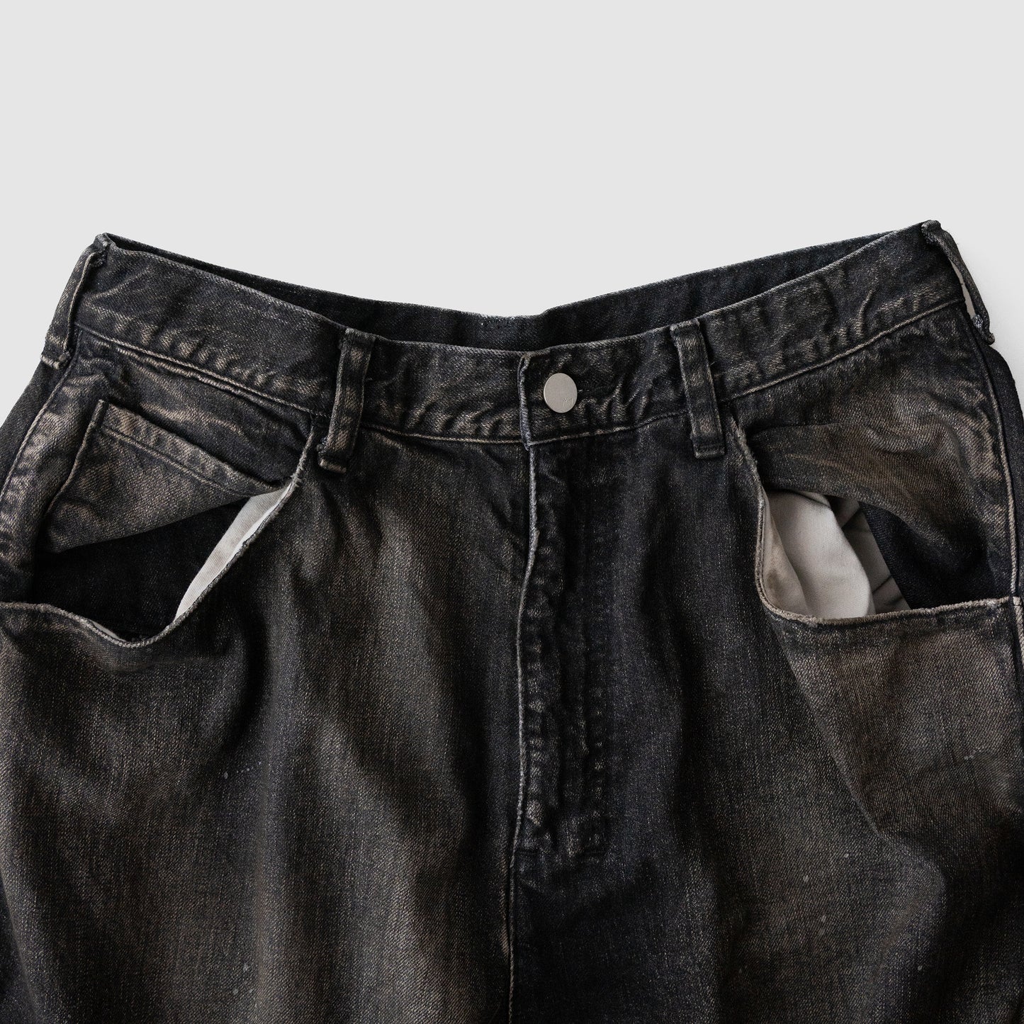 ANCELLM / DENIM PAINTER SHORTS "BLACK"
