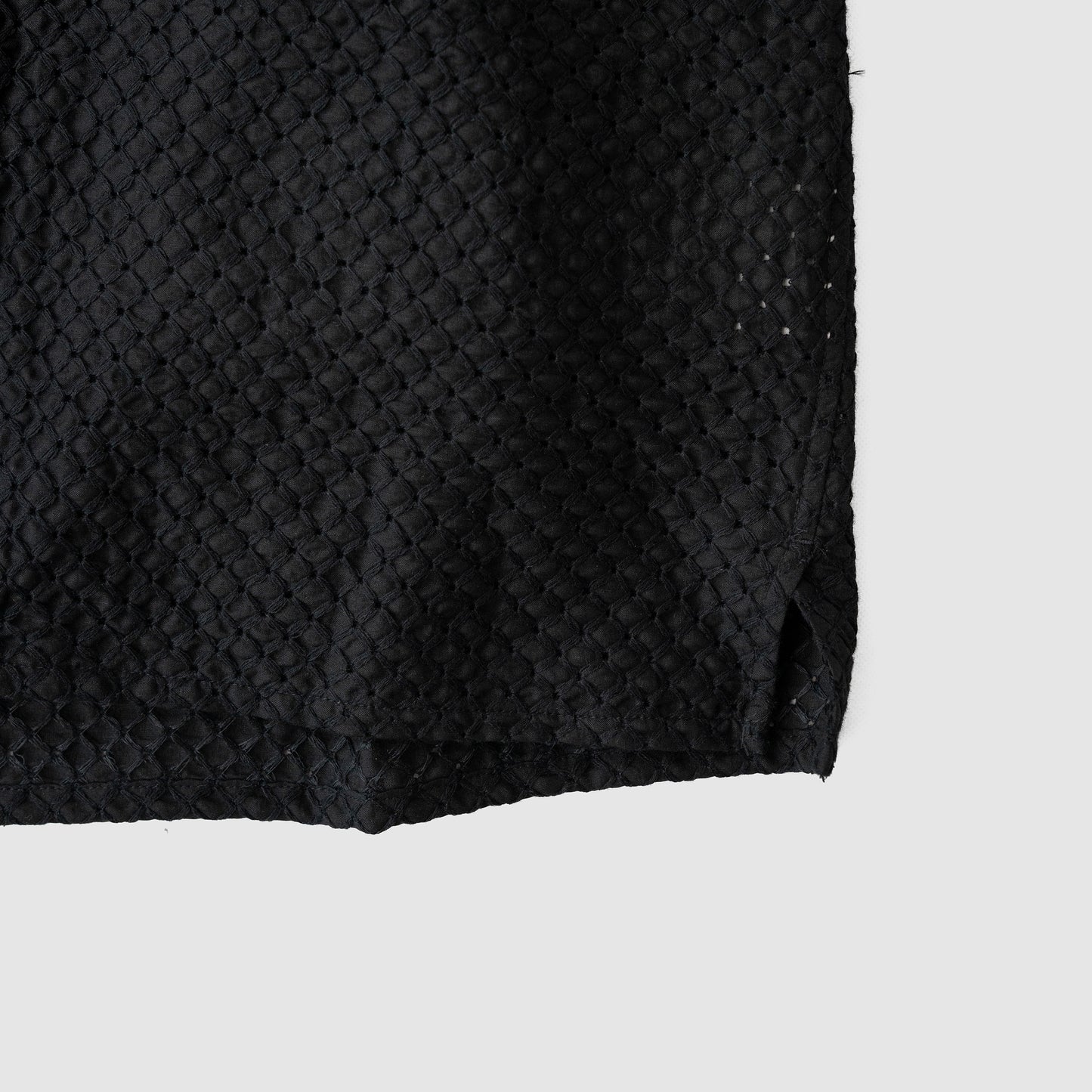 YOKE/ EMBROIDERY OPEN COLLAR SHIRT "BLACK"
