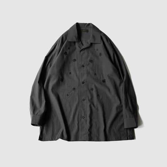 ANTHEM A/ TINY EMBROIDERY OVER SIZE SHIRTS "charcoal"