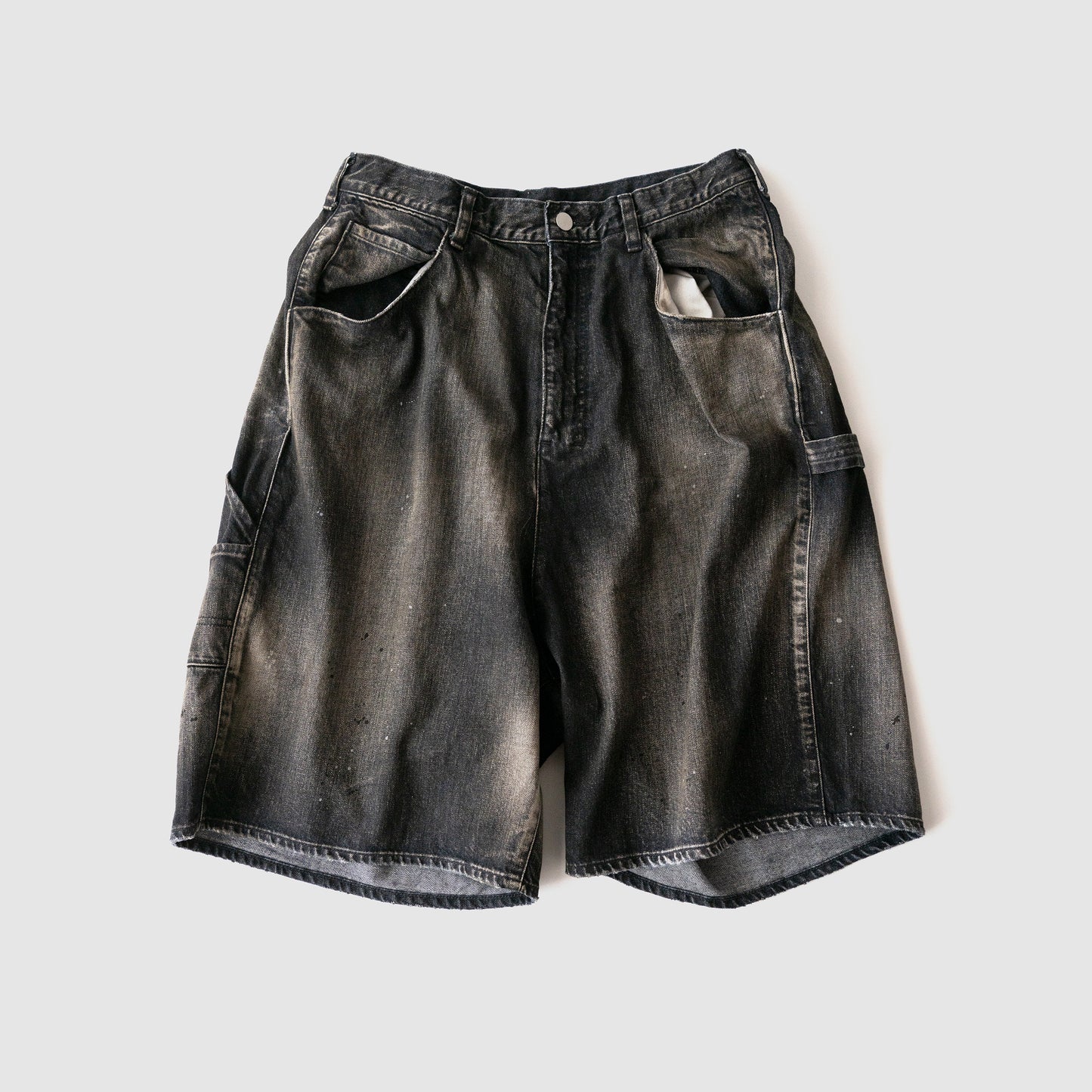 ANCELLM / DENIM PAINTER SHORTS "BLACK"