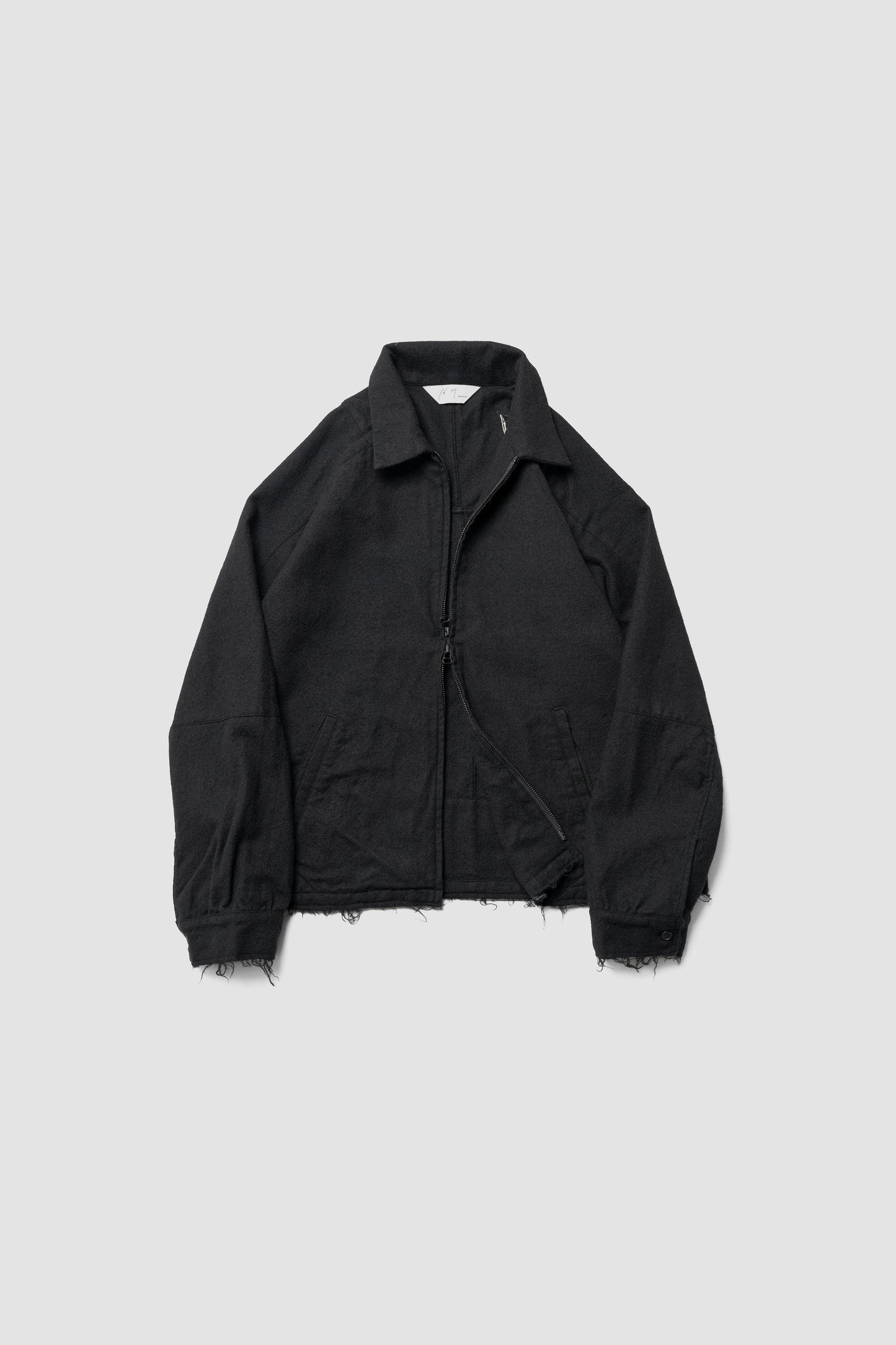 ANCELLM / SHRINK WOOL ZIP-UP SHIRT JACKET "BLACK"