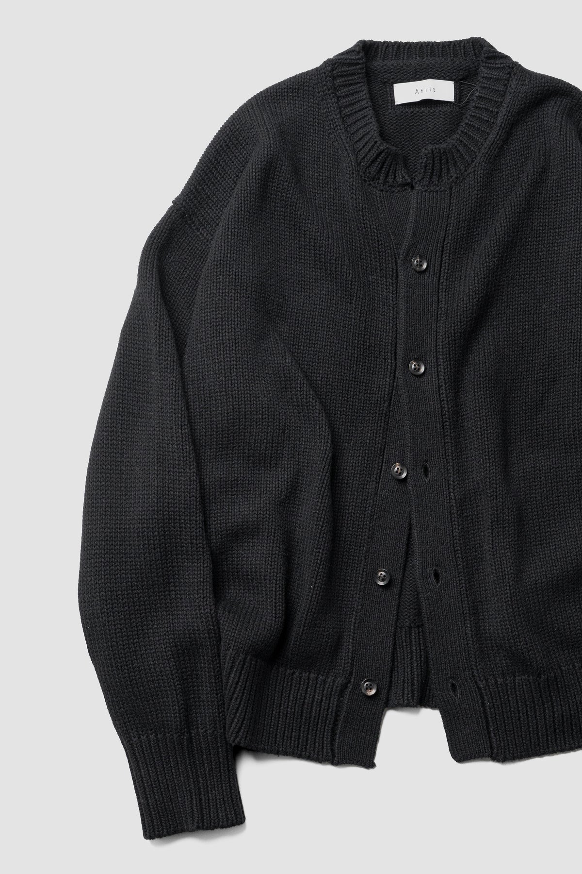 Afiit / CREW NECK CARDIGAN   "BLACK"