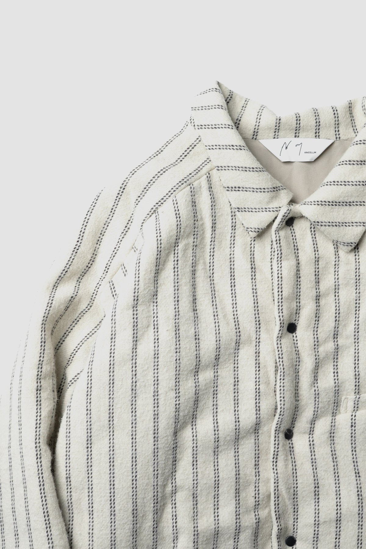 ANCELLM / STRIPE PADDED SHIRT "IVORY"