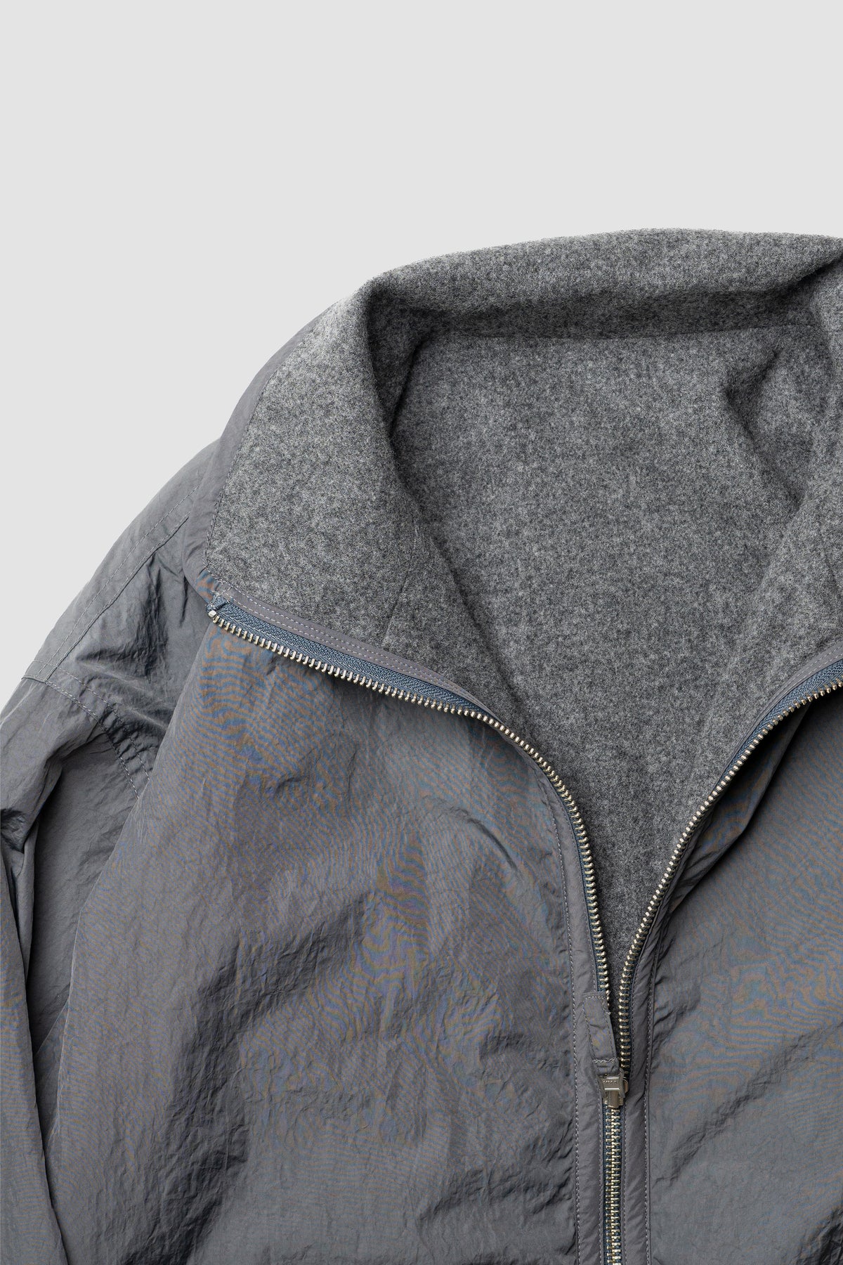 YOKE/ Wool Cashmere Fleece Reversible Blouson "Gray"