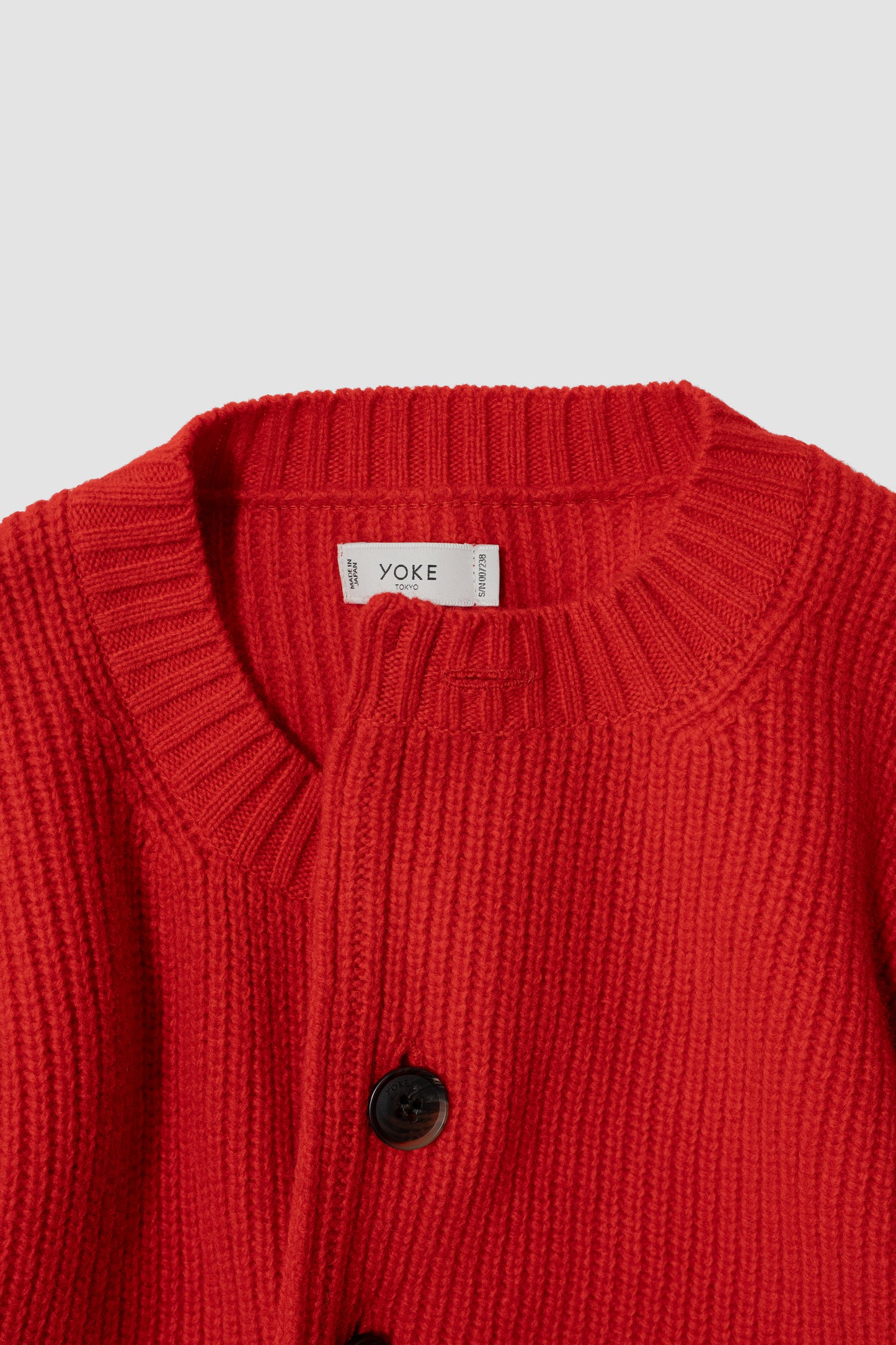 YOKE/ Sculptural Wired Crew Neck Cardigan "RED"